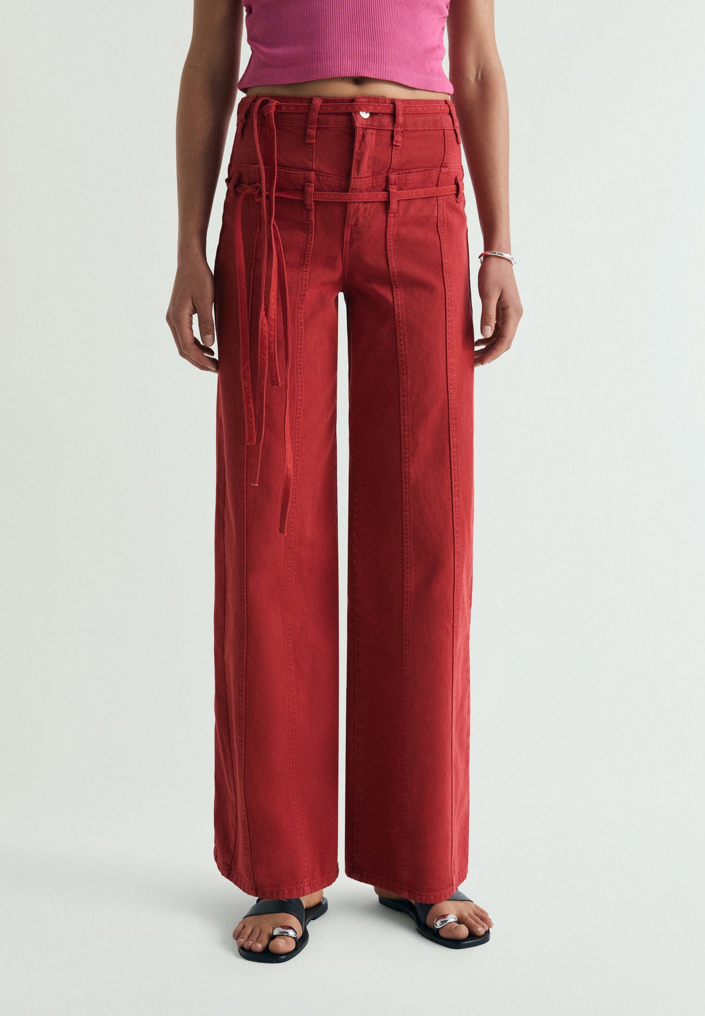 PANTALONI IN DENIM CON DOPPIA CINTURA