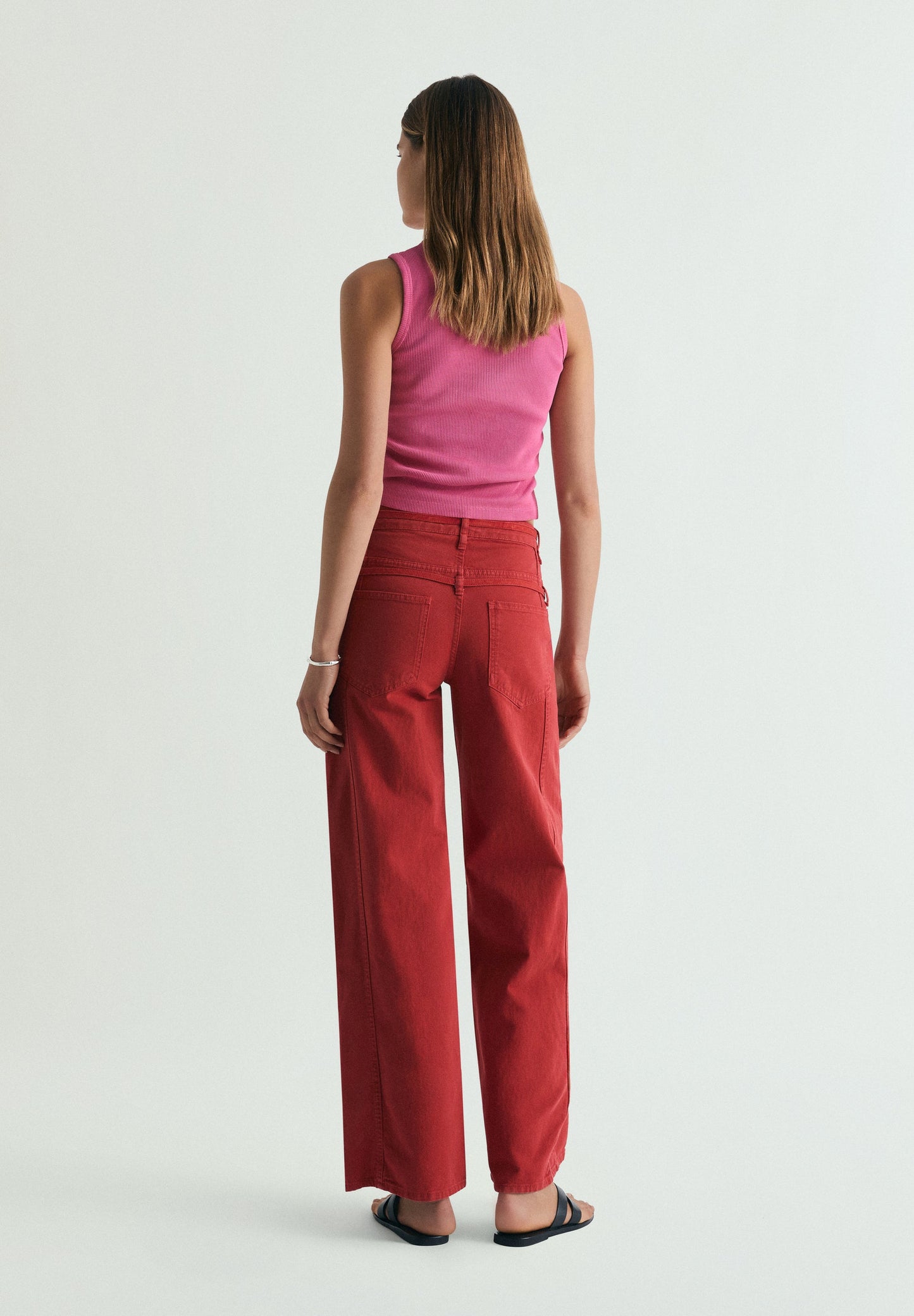 DOUBLE BELT DENIM TROUSERS