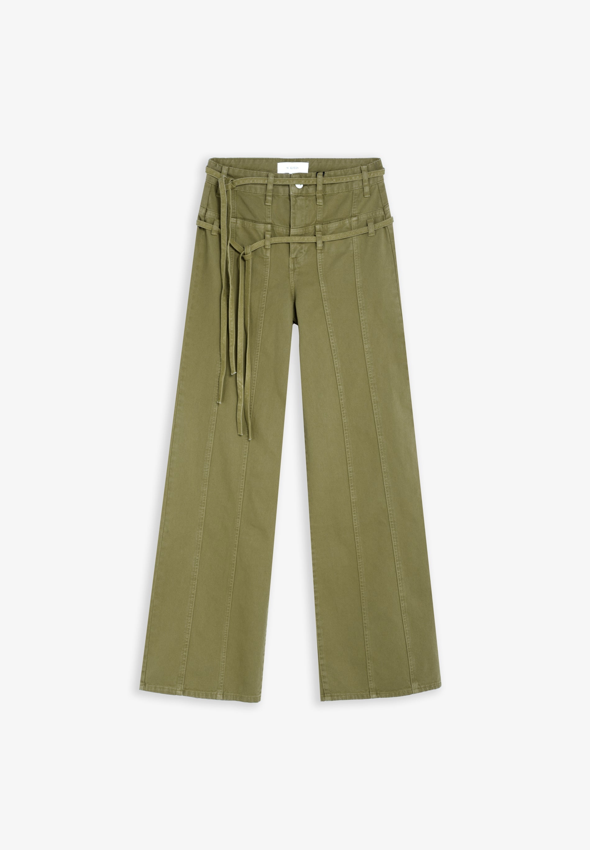 DOUBLE BELT DENIM TROUSERS