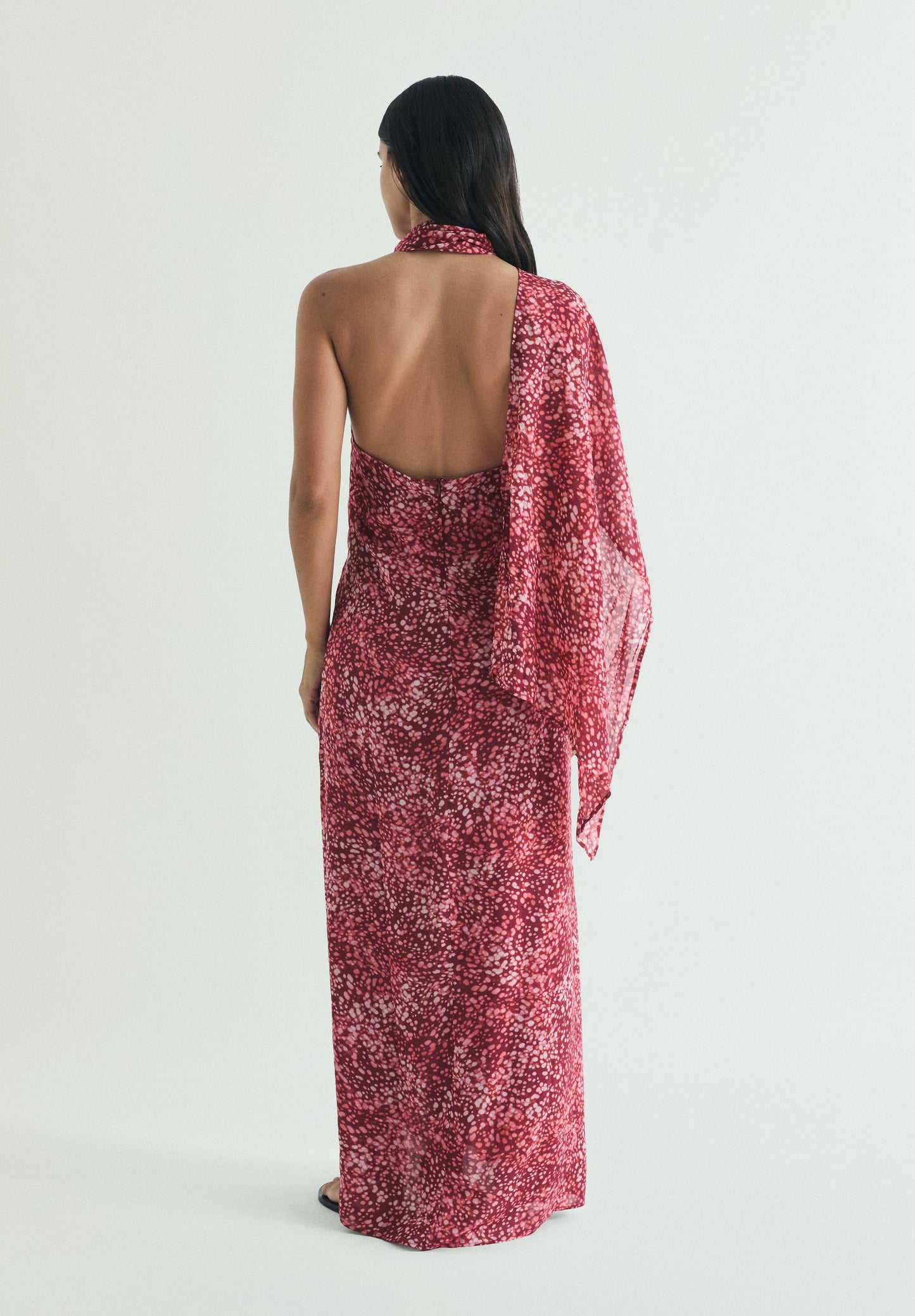 PRINTED HALTER DRESS