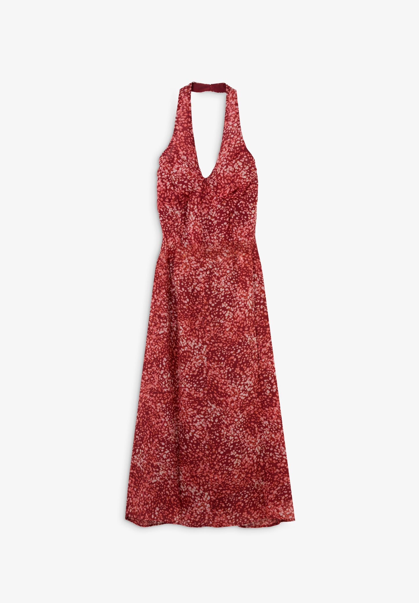 PRINTED HALTER DRESS