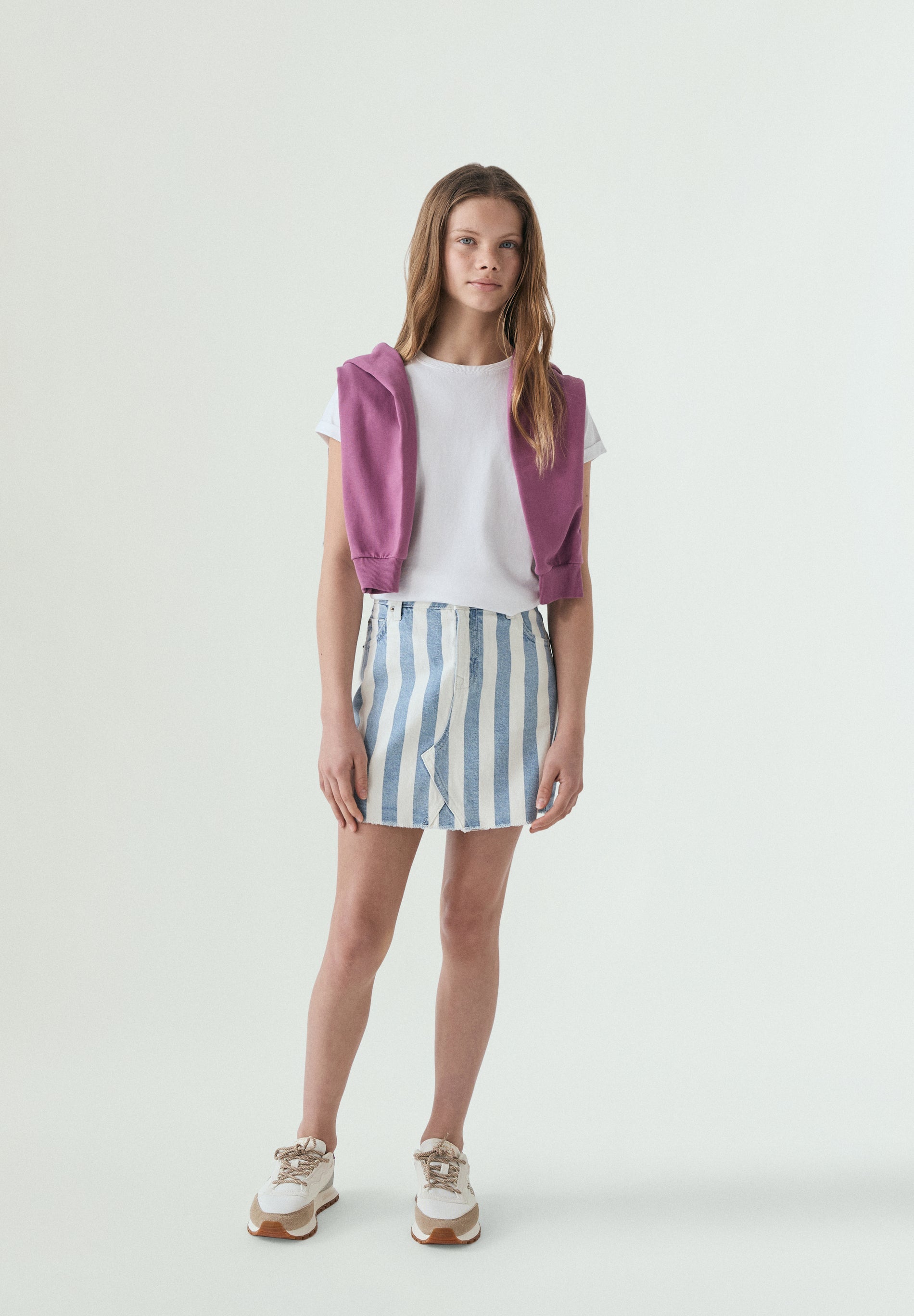 JUPE DENIM RAYURES CONTRASTANTES