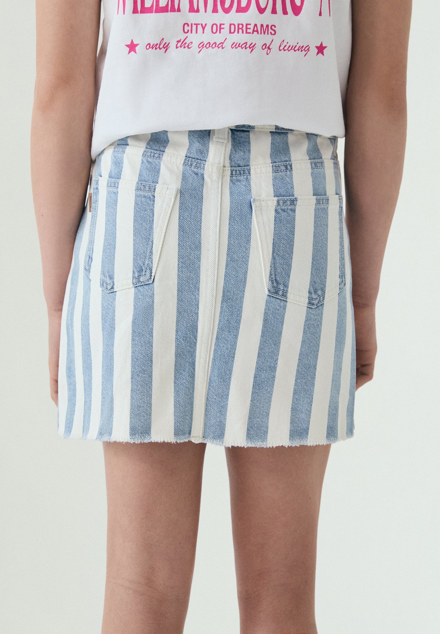 CONTRAST STRIPED DENIM SKIRT
