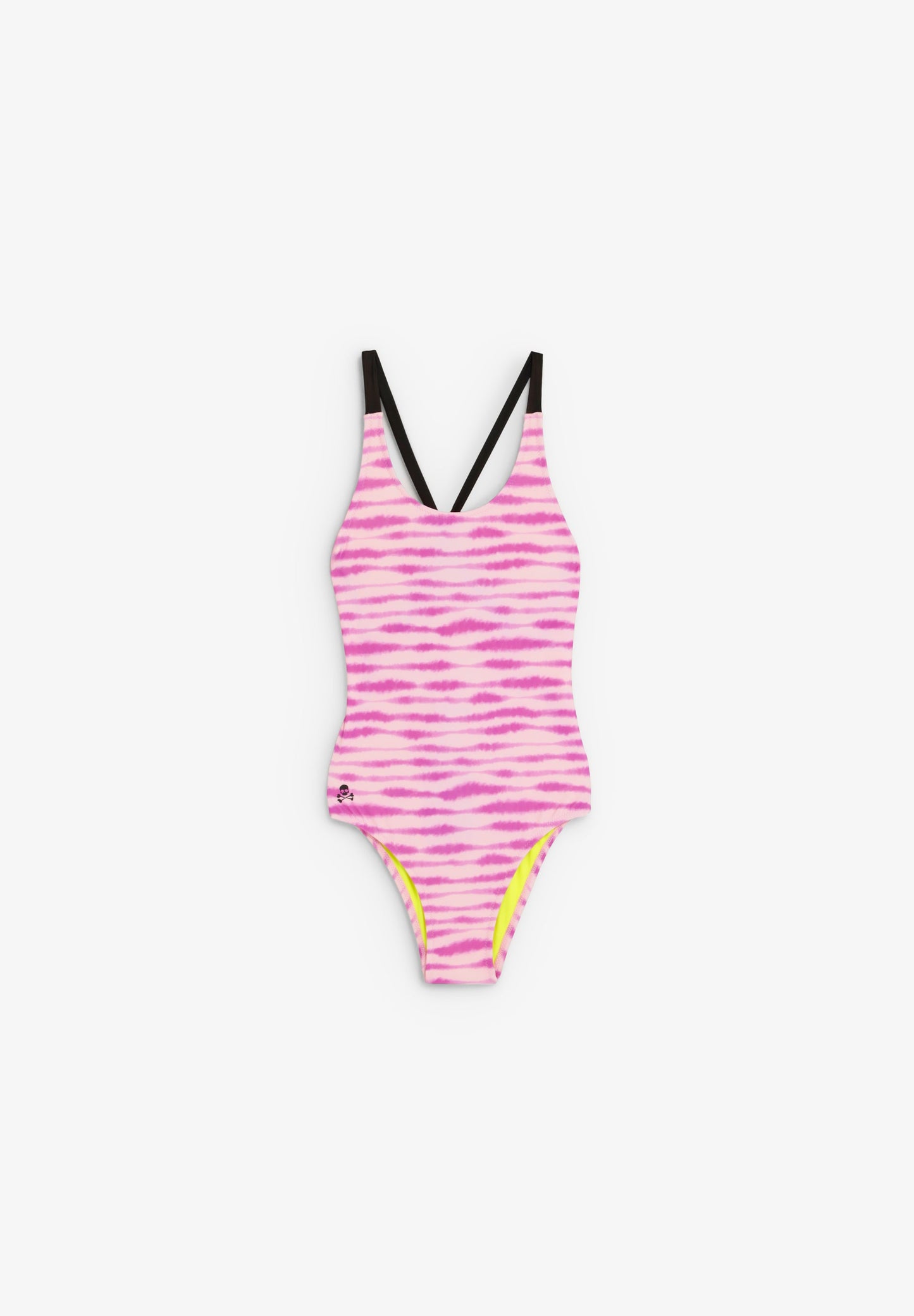 TWO-TONE PRINT SWIMMING COSTUME