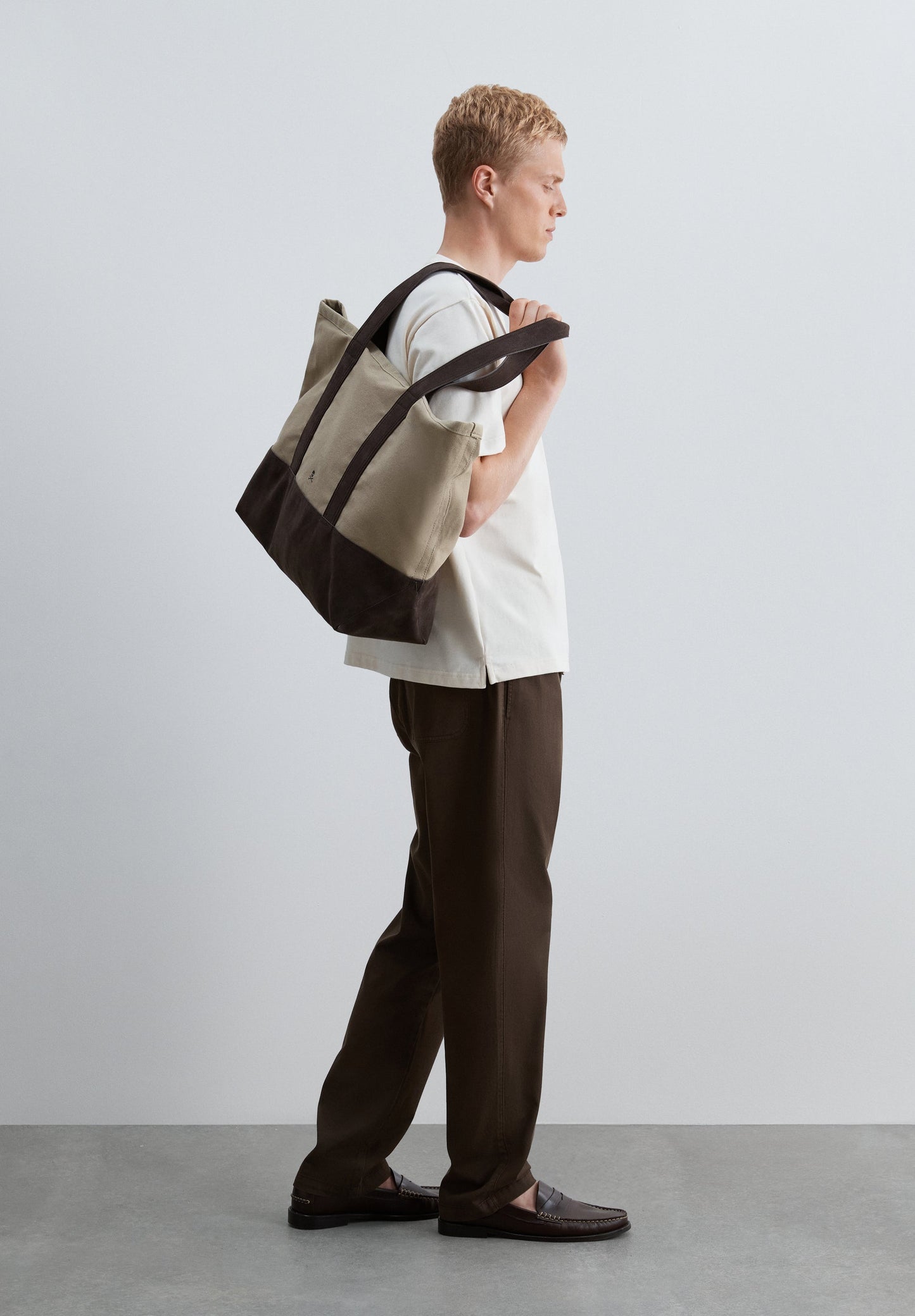 TOTE-BAG AUS BAUMWOLLE UND WILDLEDER