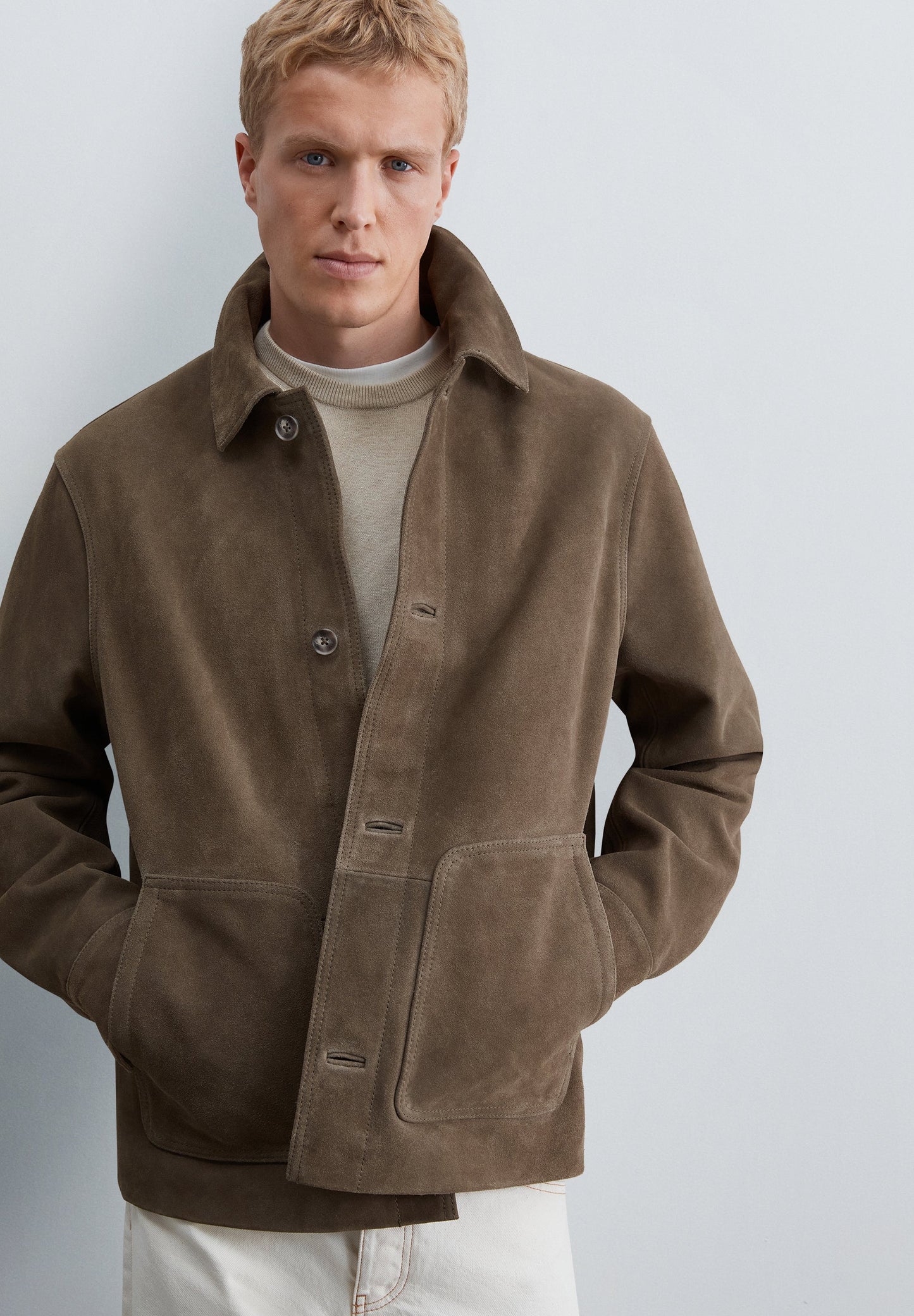 VESTE DAIM AVEC POCHES