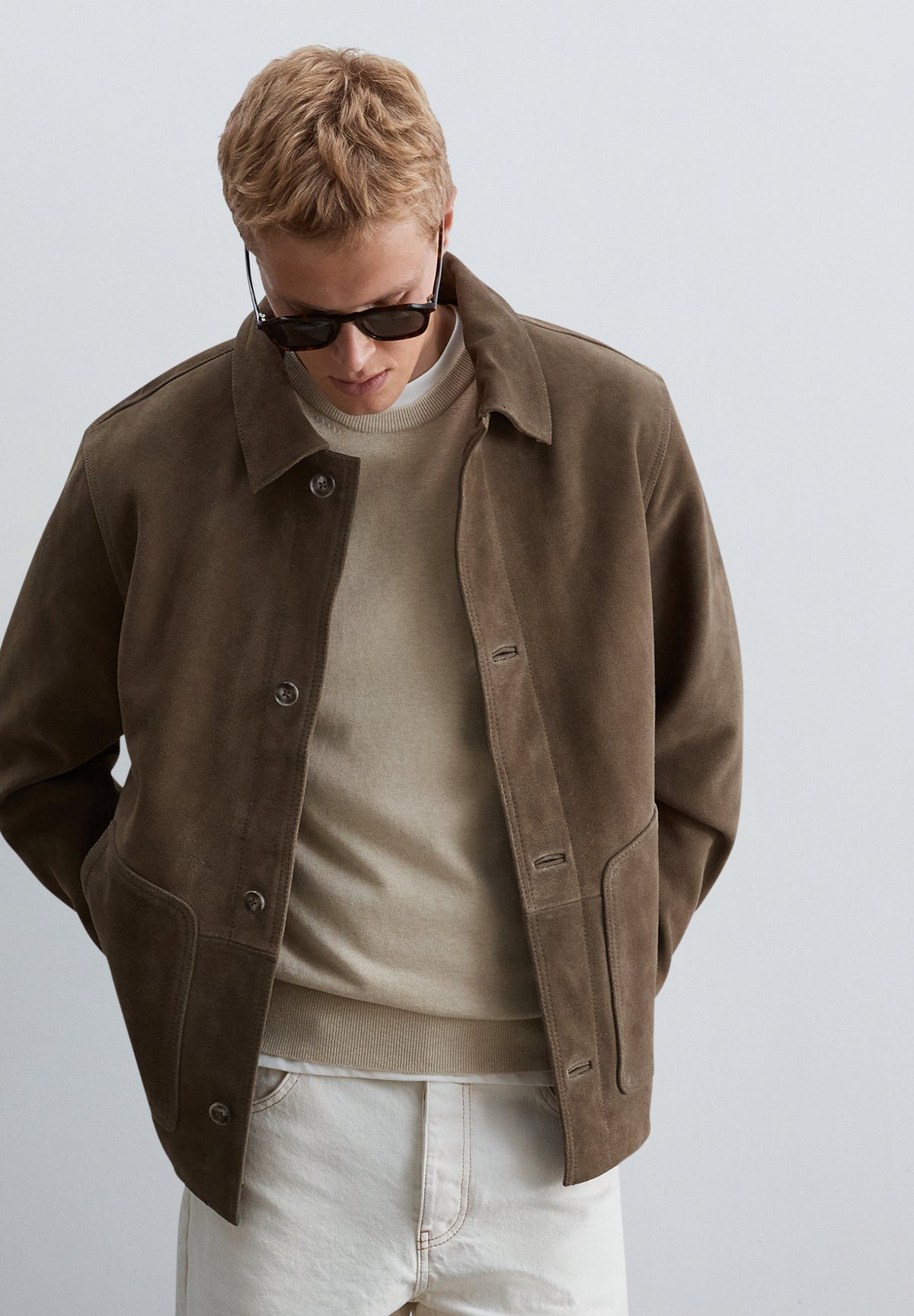 VESTE DAIM AVEC POCHES