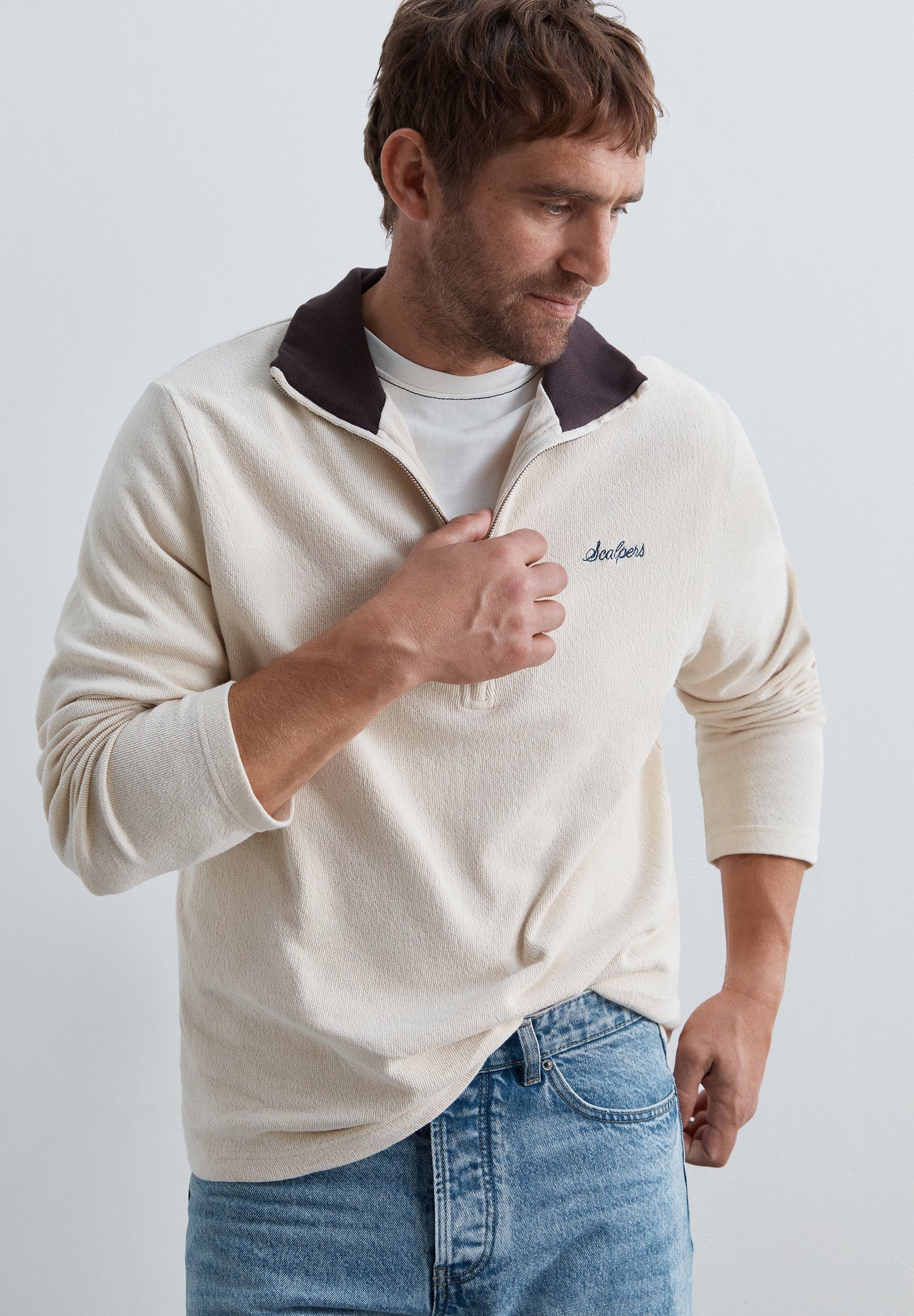 HALF-ZIP SWEATSHIRT WITH CONTRAST COLLAR