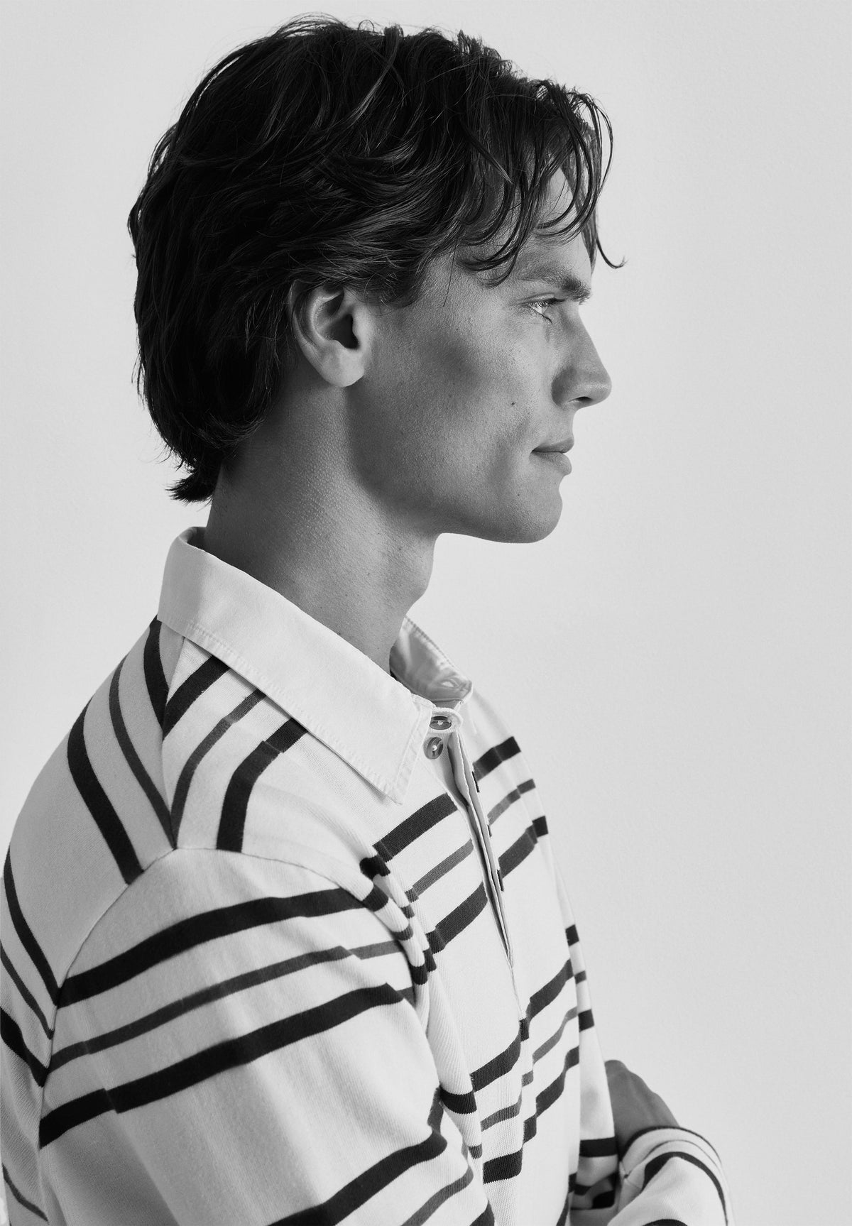 STRIPED LONG SLEEVE POLO SHIRT