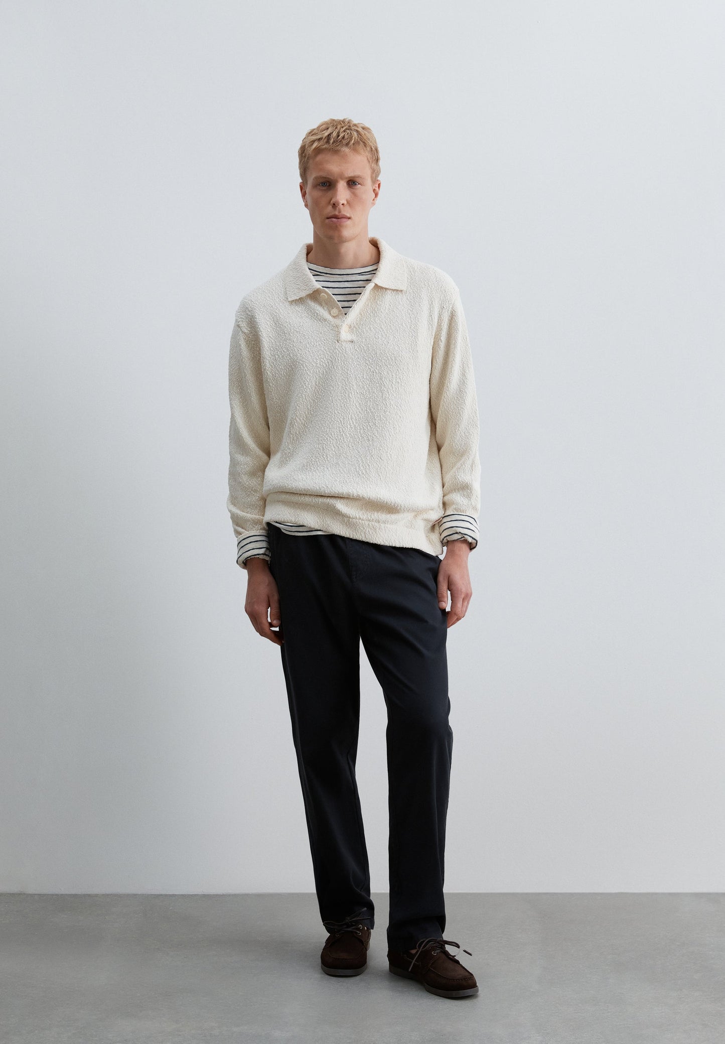 PULL POLO EN MAILLE BOUCLETTE