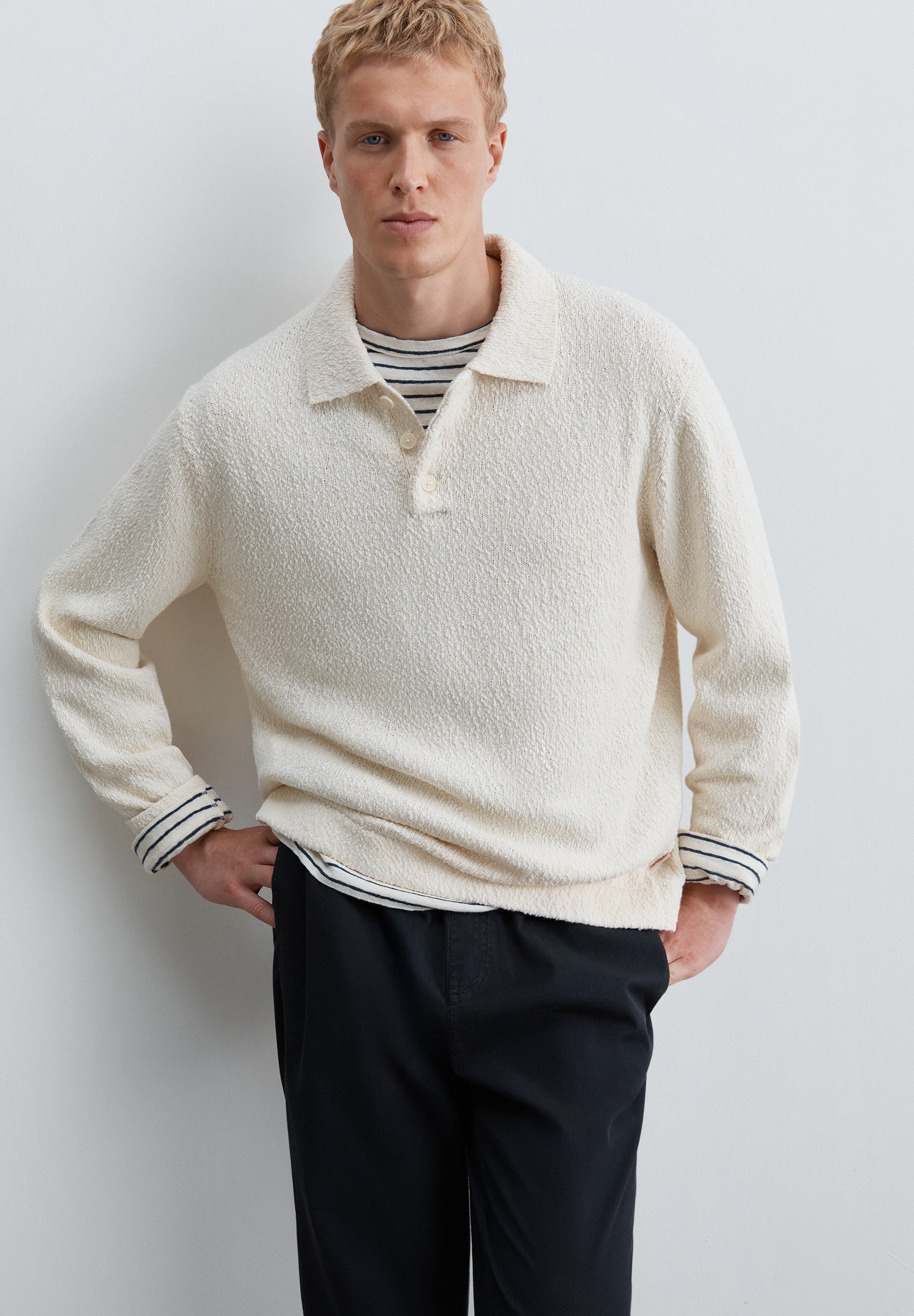 PULL POLO EN MAILLE BOUCLETTE