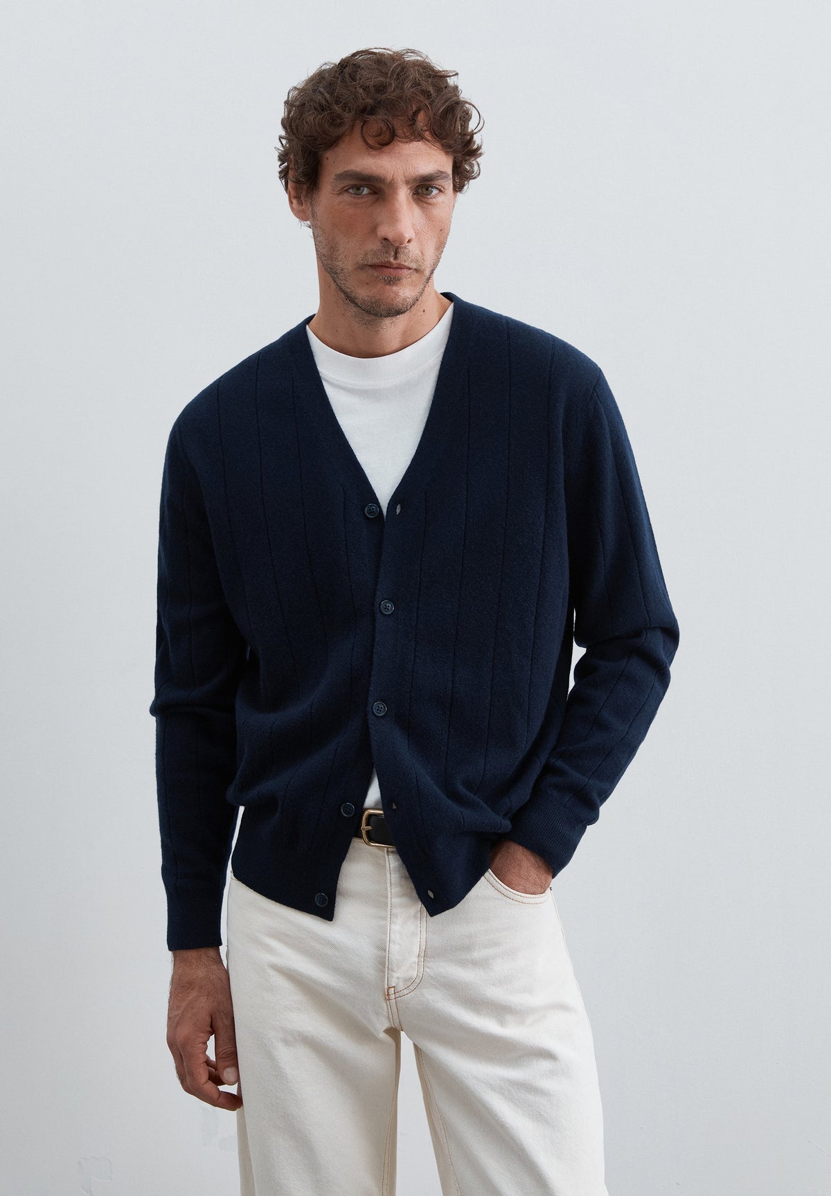 RIBBED WOOL CARDIGAN