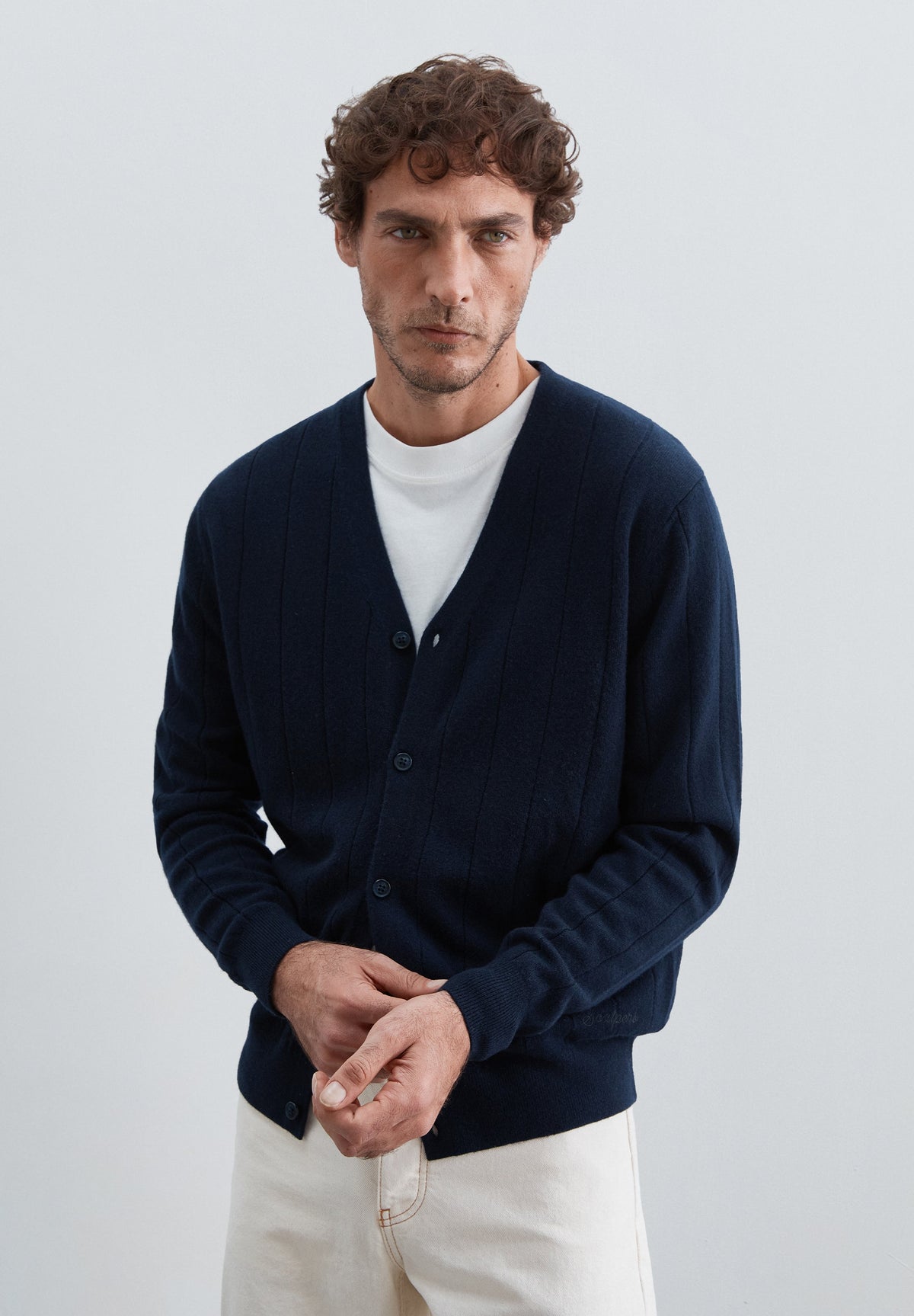 RIBBED WOOL CARDIGAN
