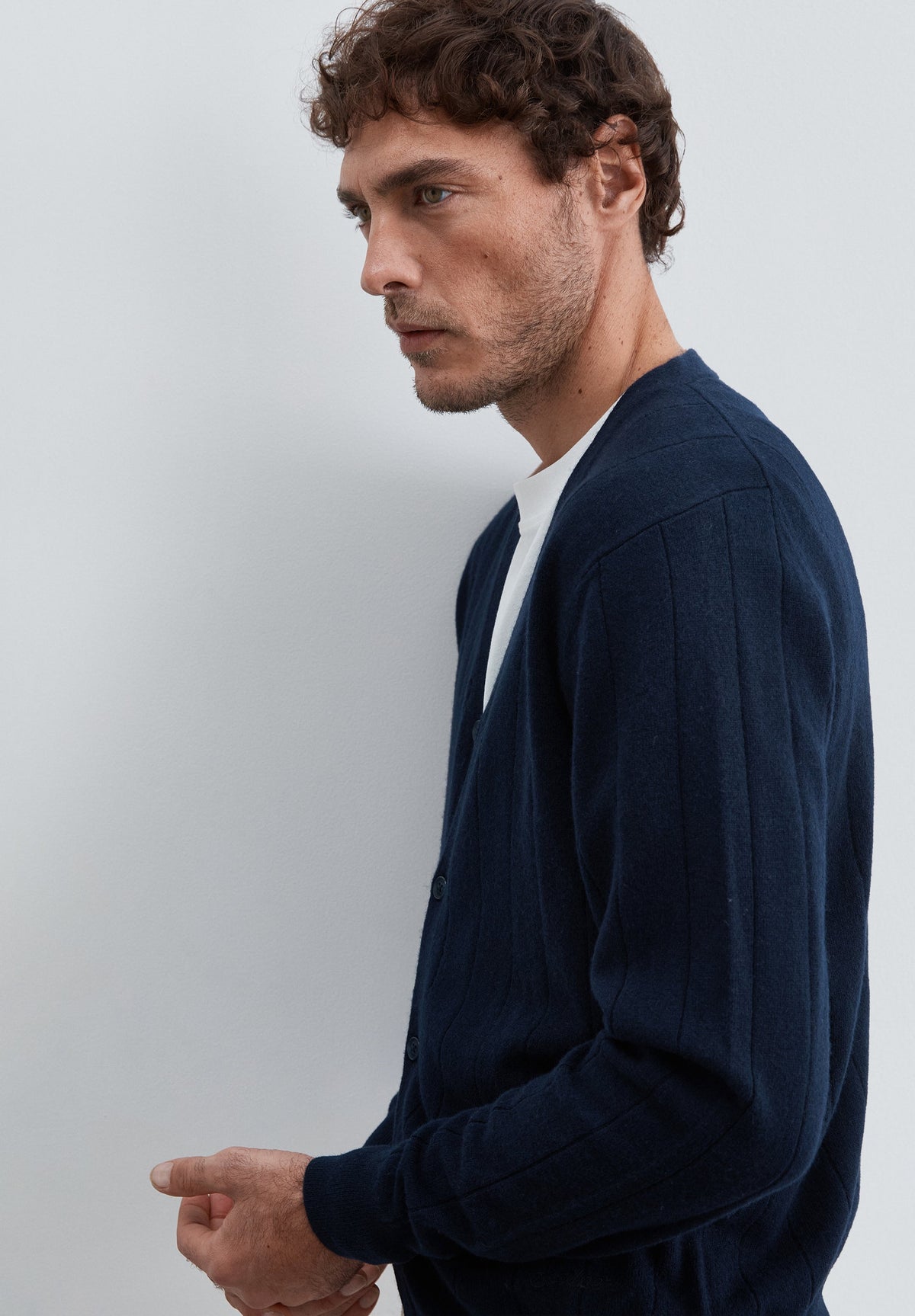 RIBBED WOOL CARDIGAN