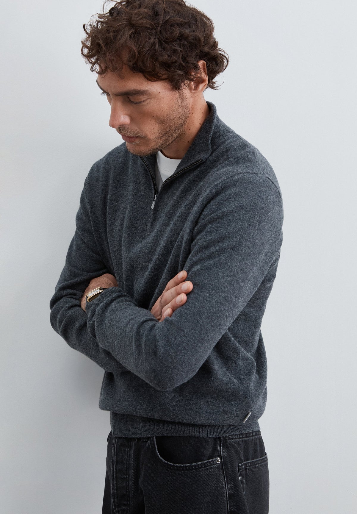 HALF-ZIP WOOL SWEATER