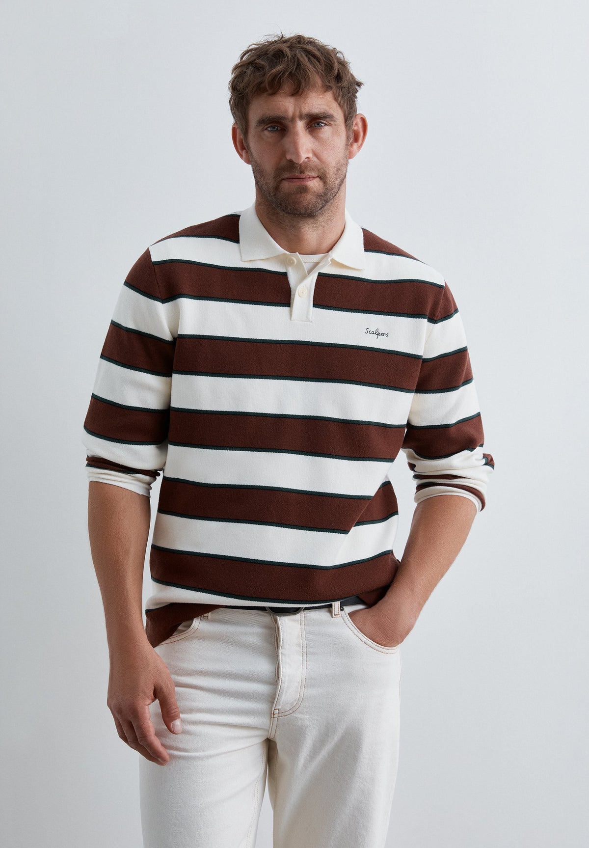 MAGLIA COLLO A POLO RIGHE