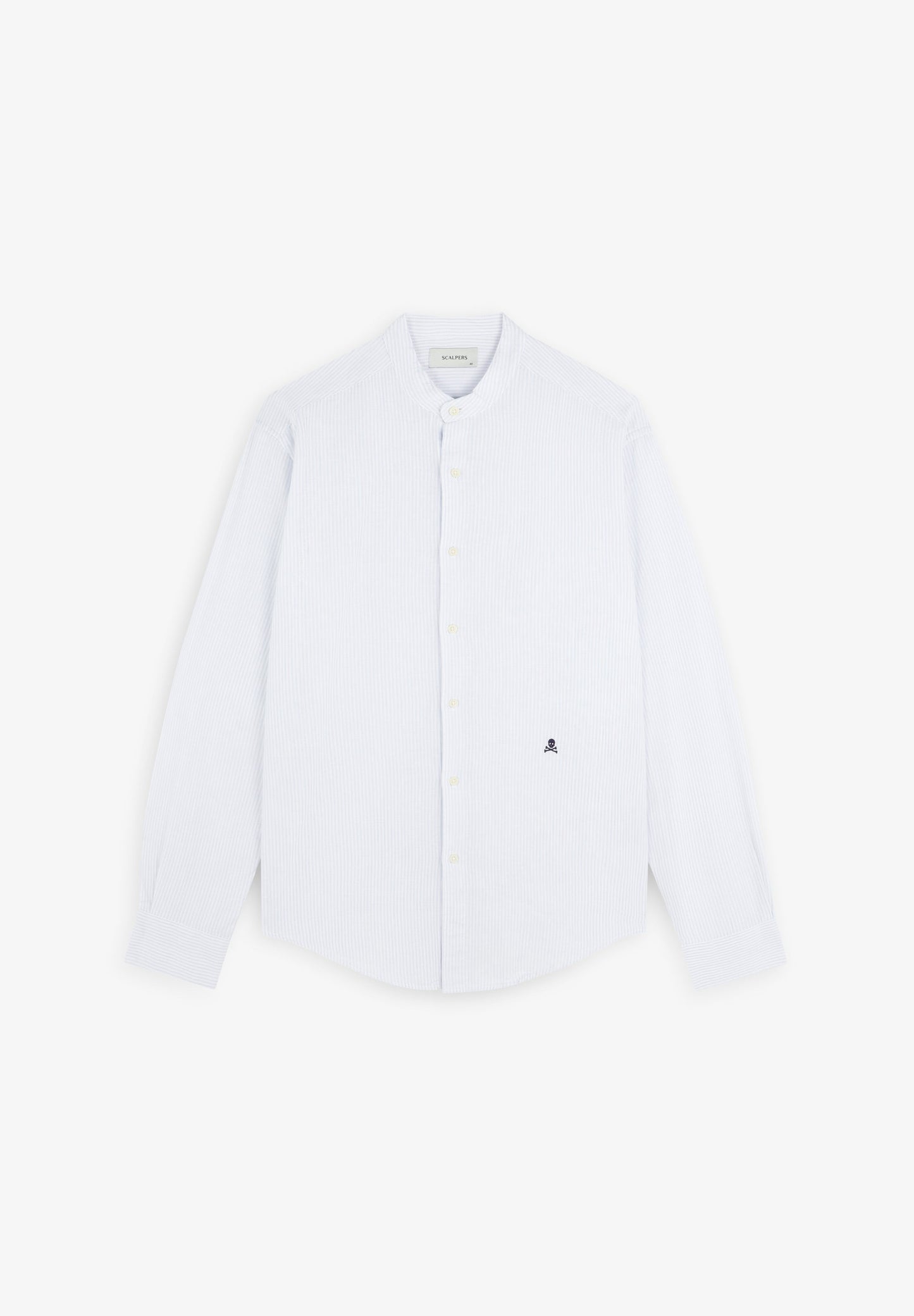 STRIPE SHIRT WITH STAND-UP COLLAR