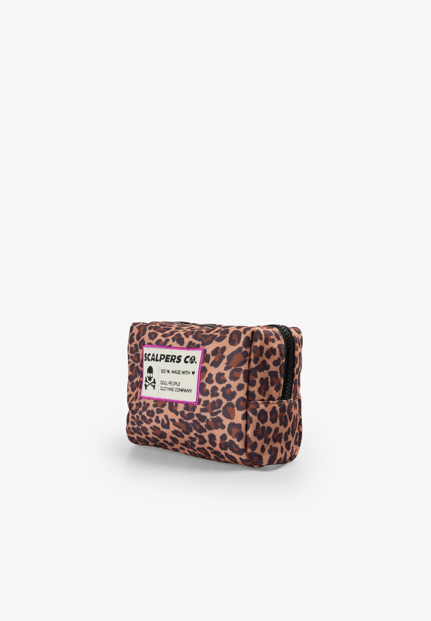 ANIMAL PRINT TOILETRY BAG WITH FRONT PATCH