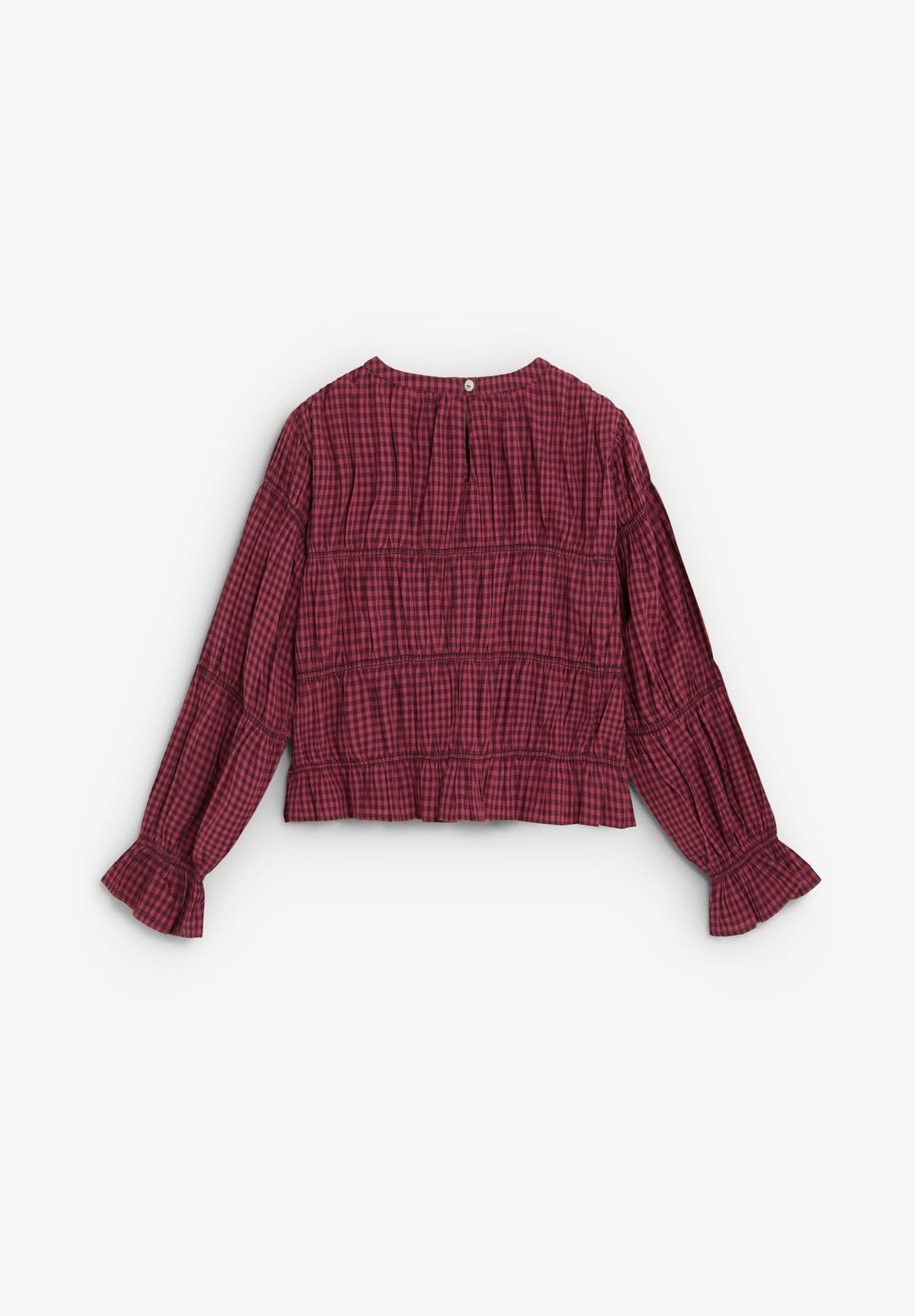 GATHERED GINGHAM BLOUSE