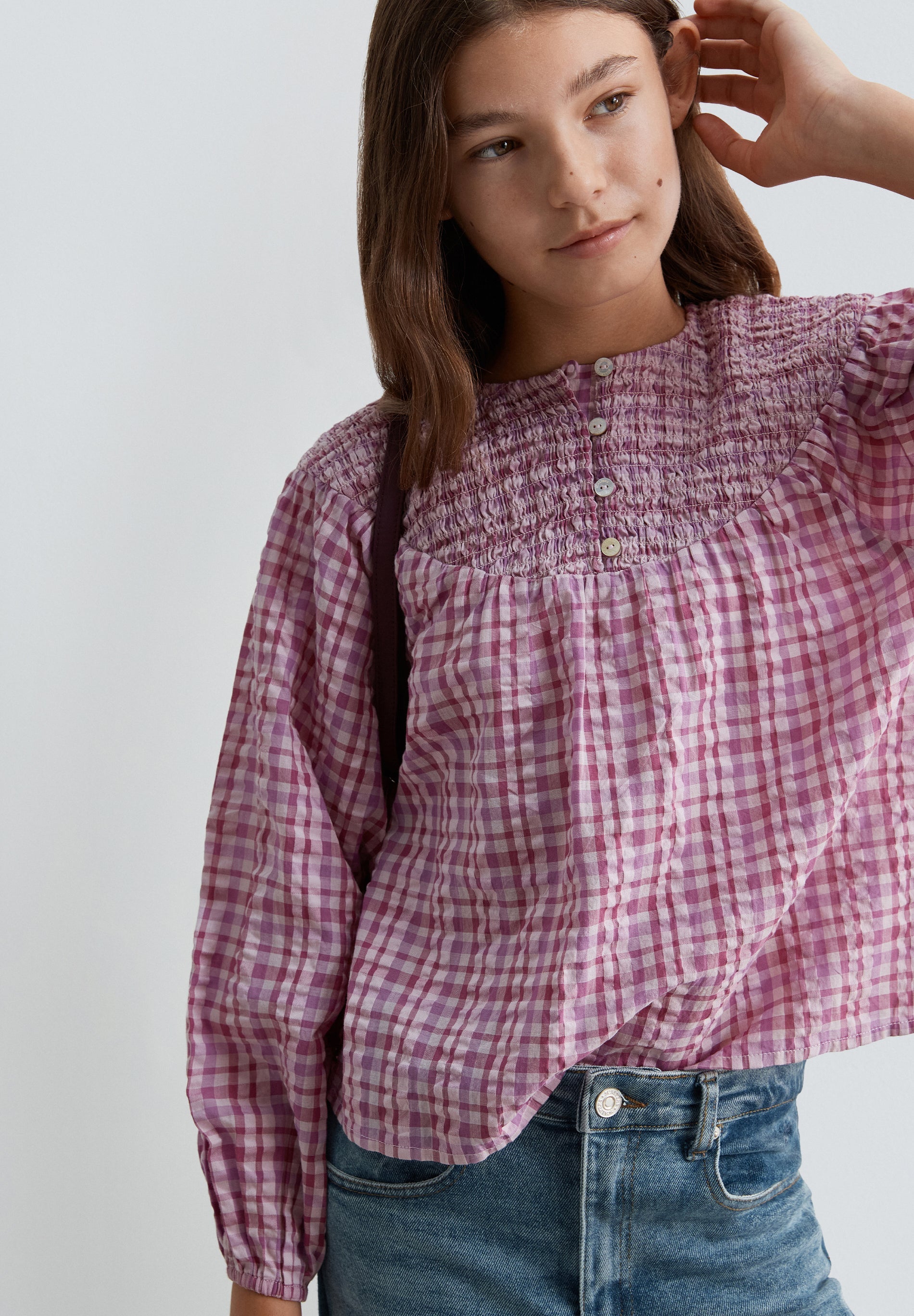 BLUSE MIT KARO-PRINT