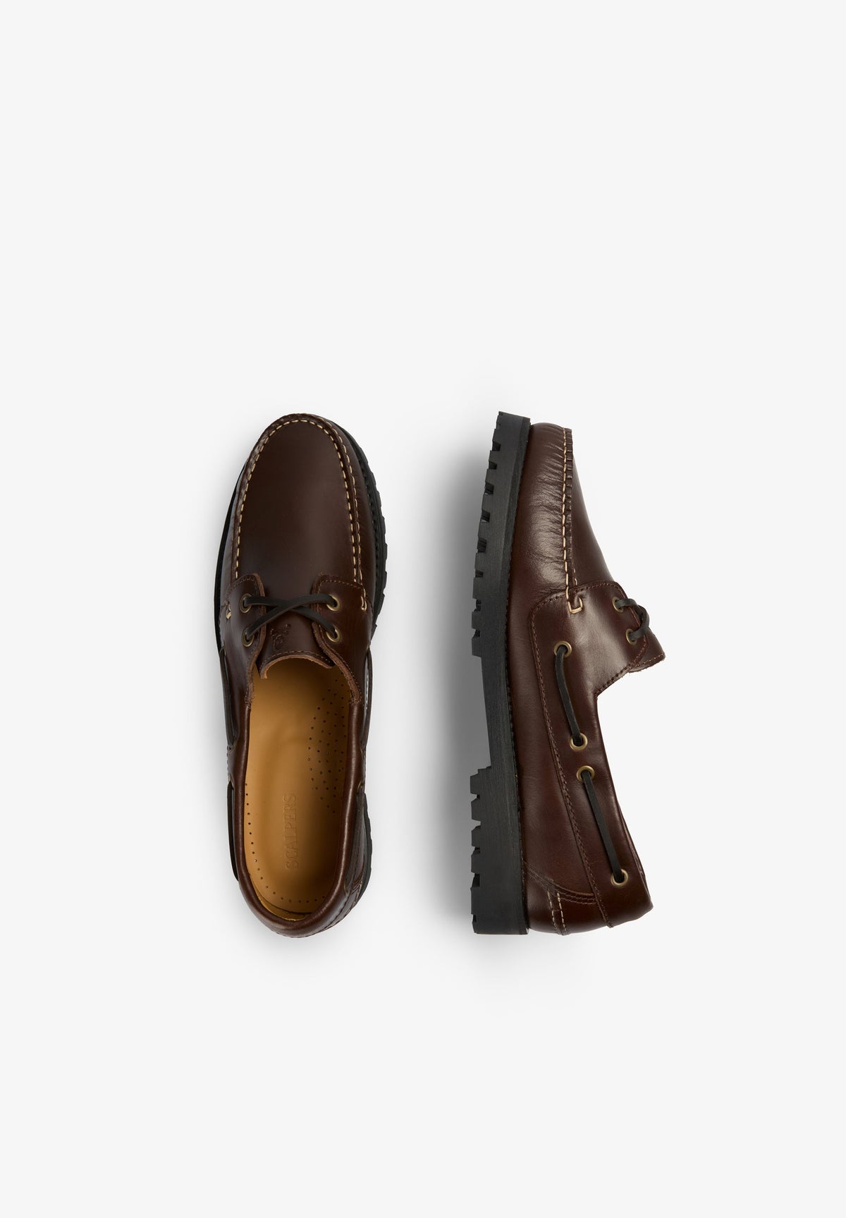 LEATHER DECK SHOES WITH STITCHING
