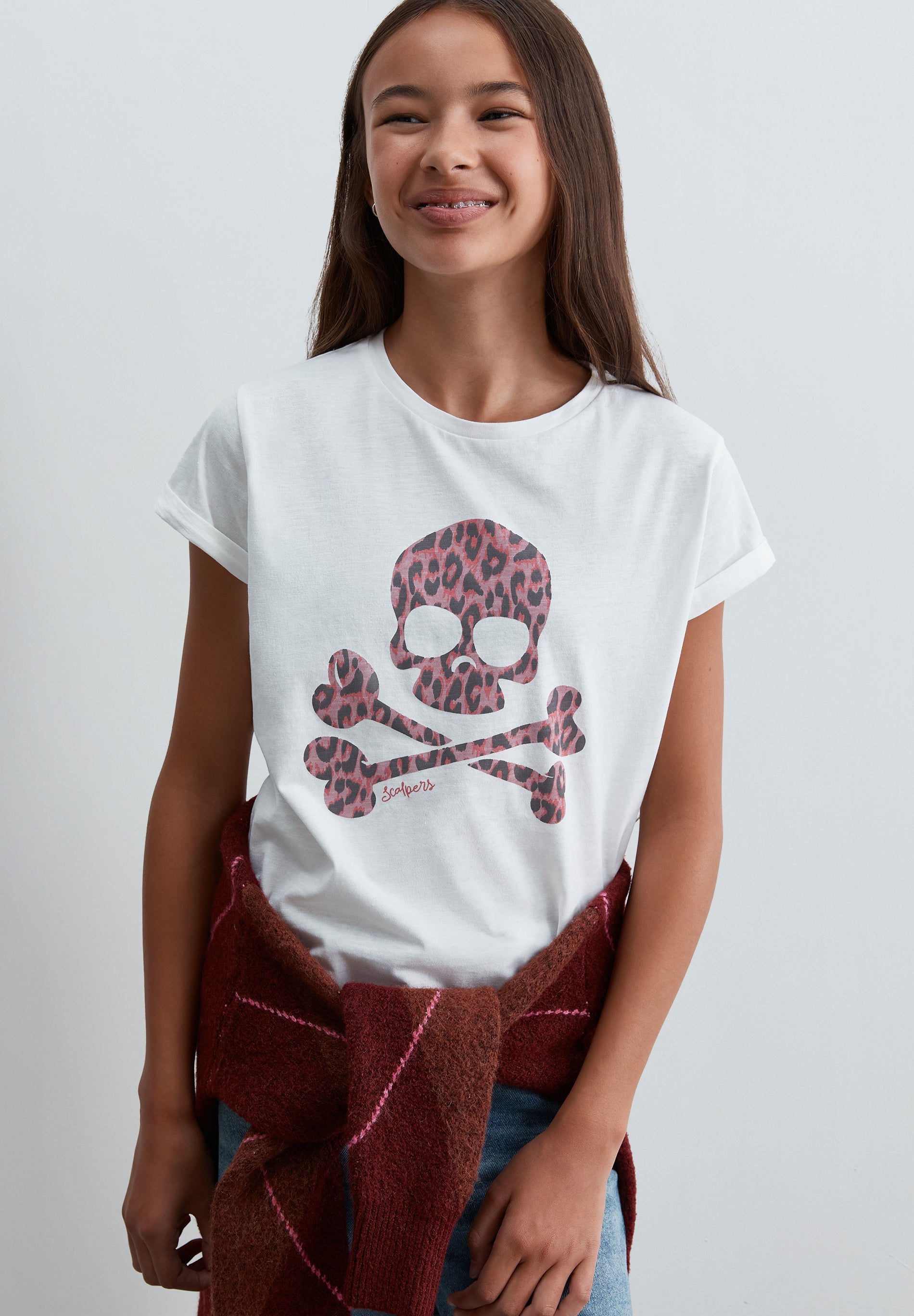 T-SHIRT TÊTE DE MORT IMPRIMÉ ANIMAL
