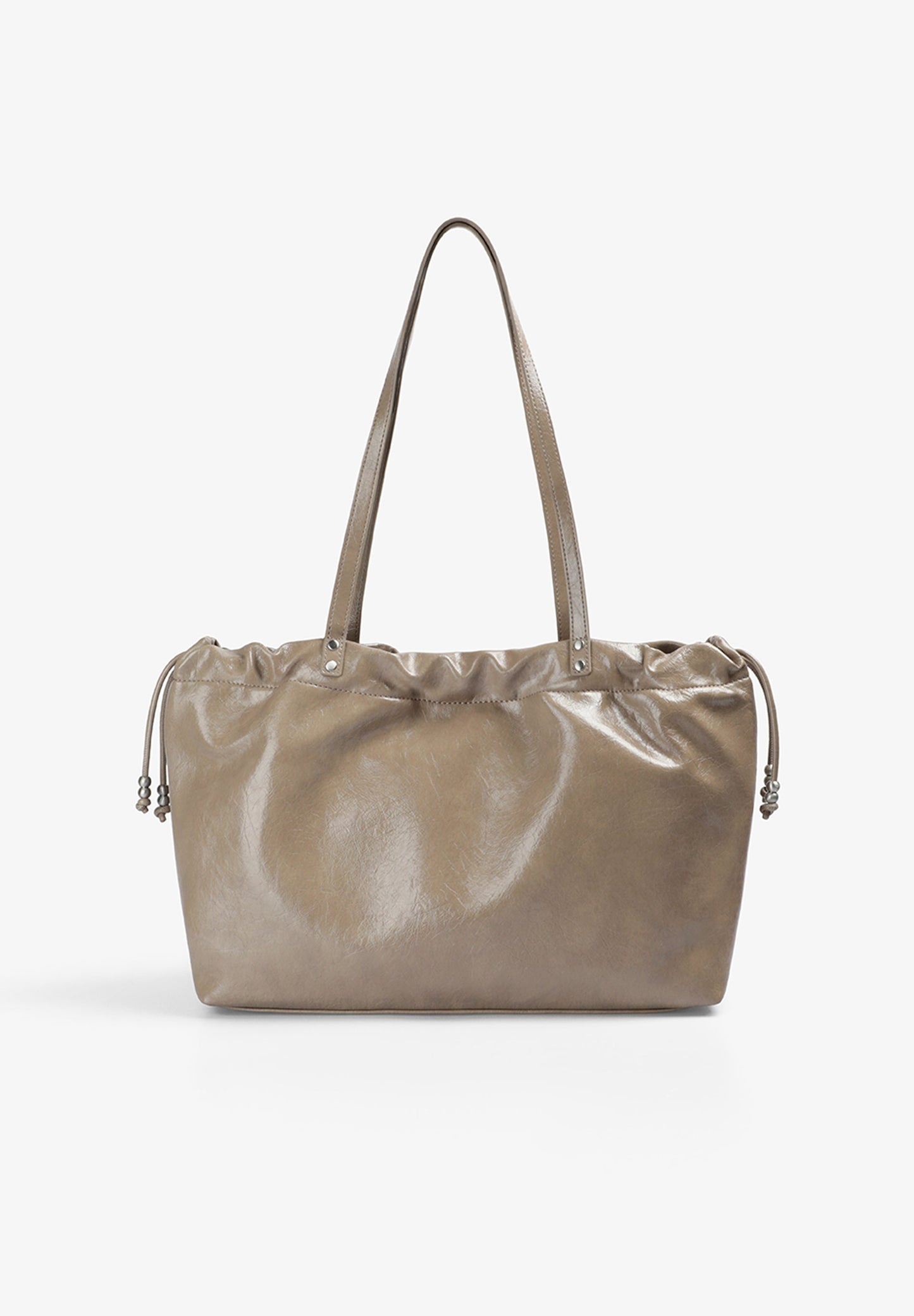 MEDIUM FAUX LEATHER BAG WITH RUCHED CLOSURE