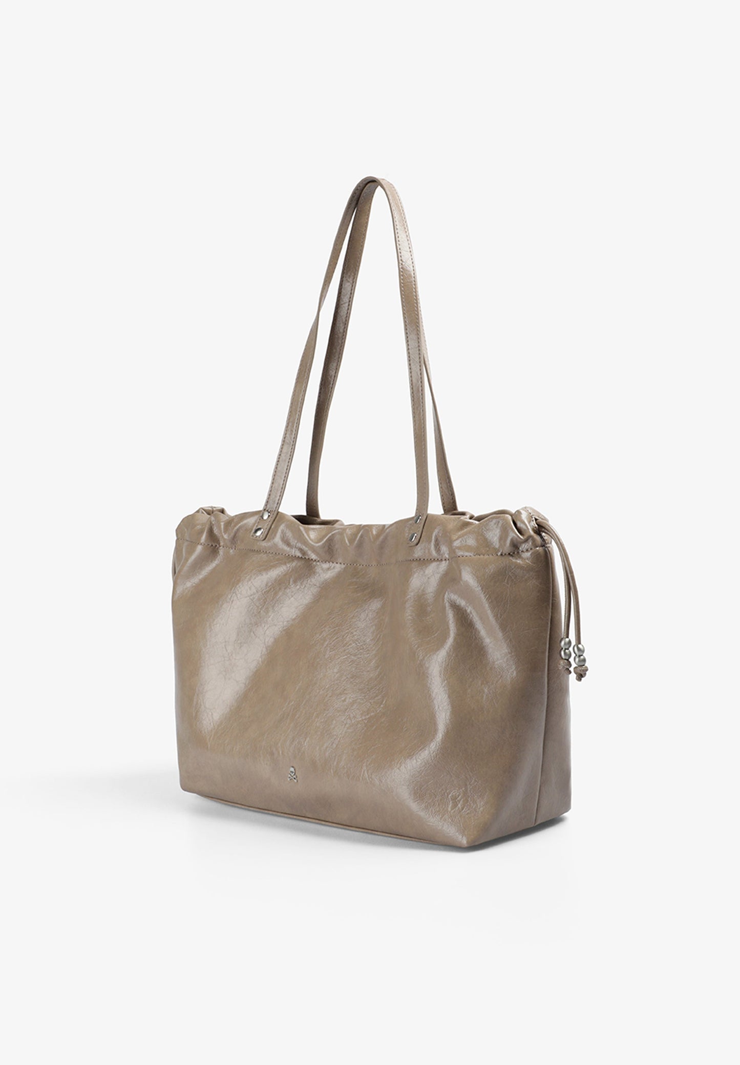 MEDIUM FAUX LEATHER BAG WITH RUCHED CLOSURE