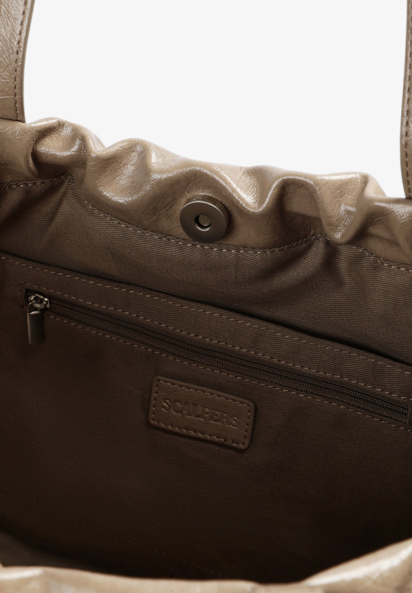 MEDIUM FAUX LEATHER BAG WITH RUCHED CLOSURE