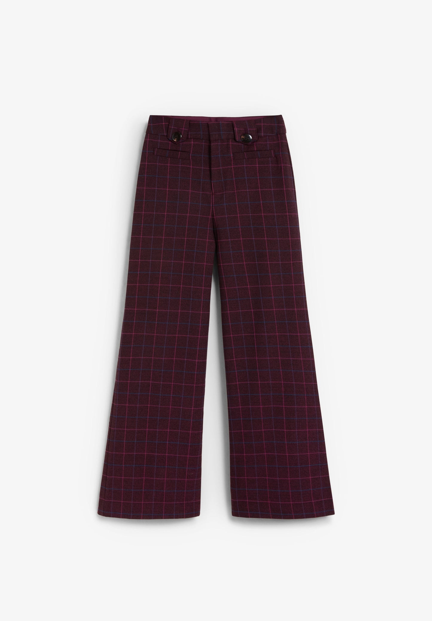 CHECK TROUSERS WITH BUTTON DETAIL