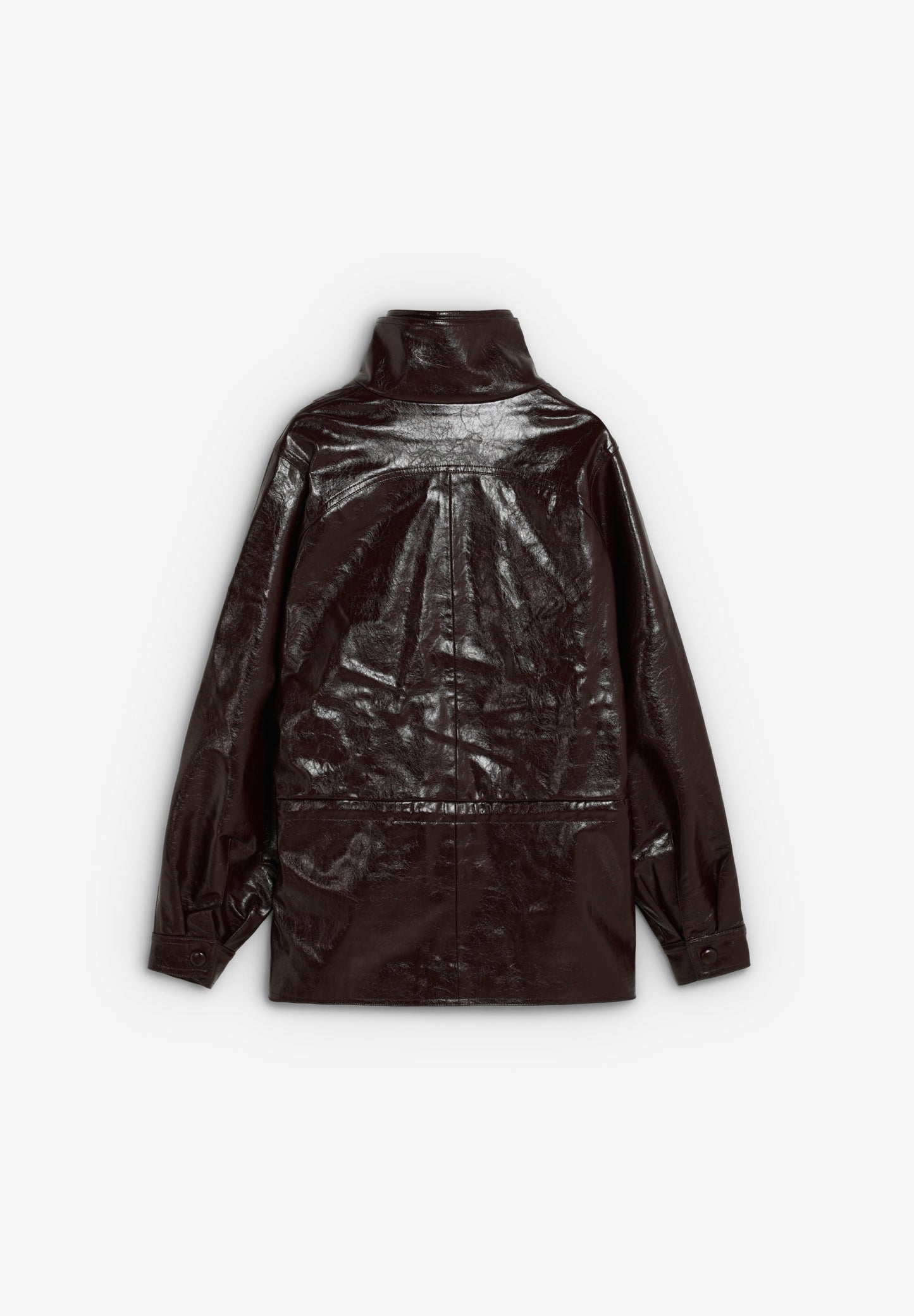 HIGH-NECKED JACKET WITH A PATENT-LEATHER FINISH