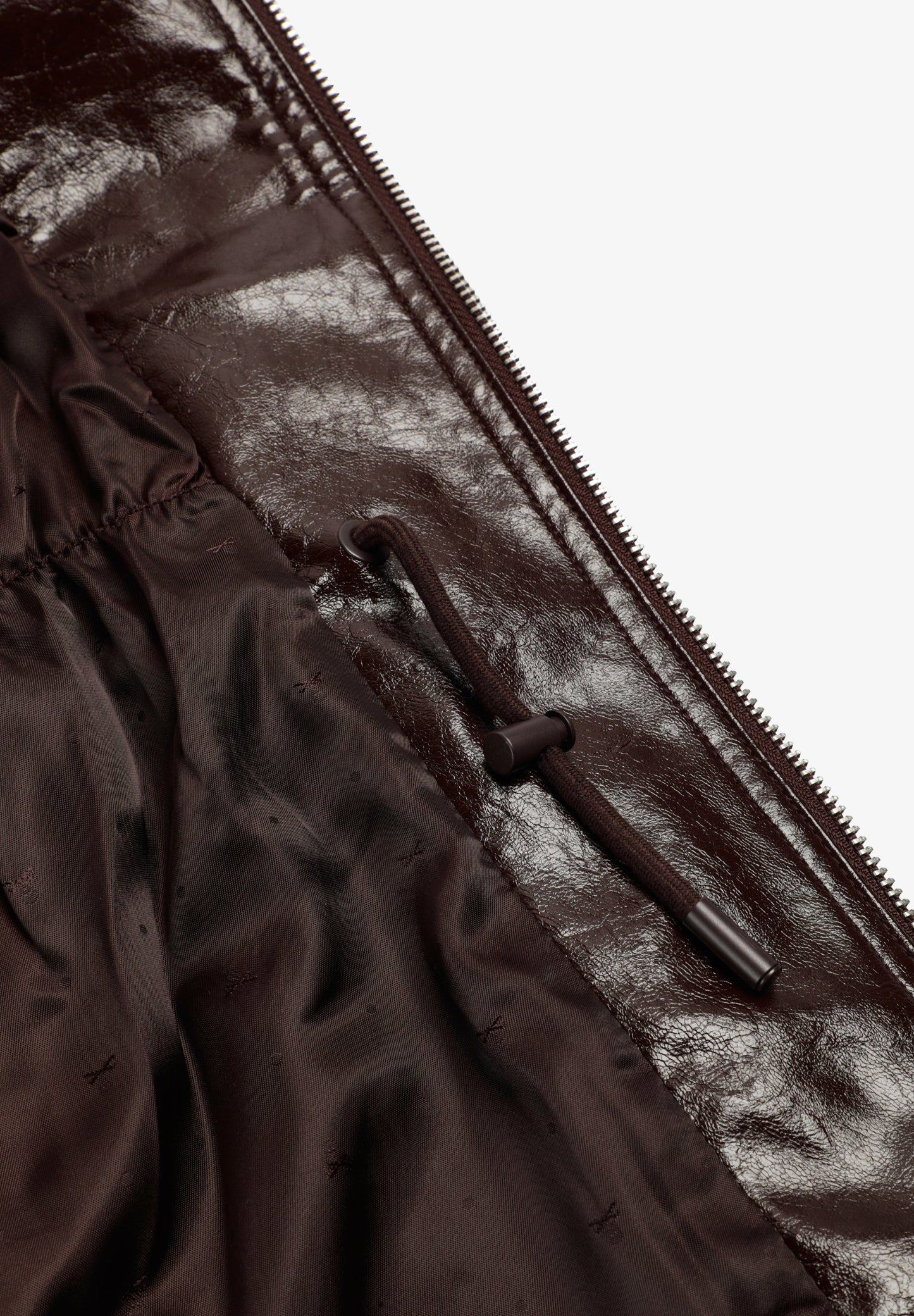 HIGH-NECKED JACKET WITH A PATENT-LEATHER FINISH