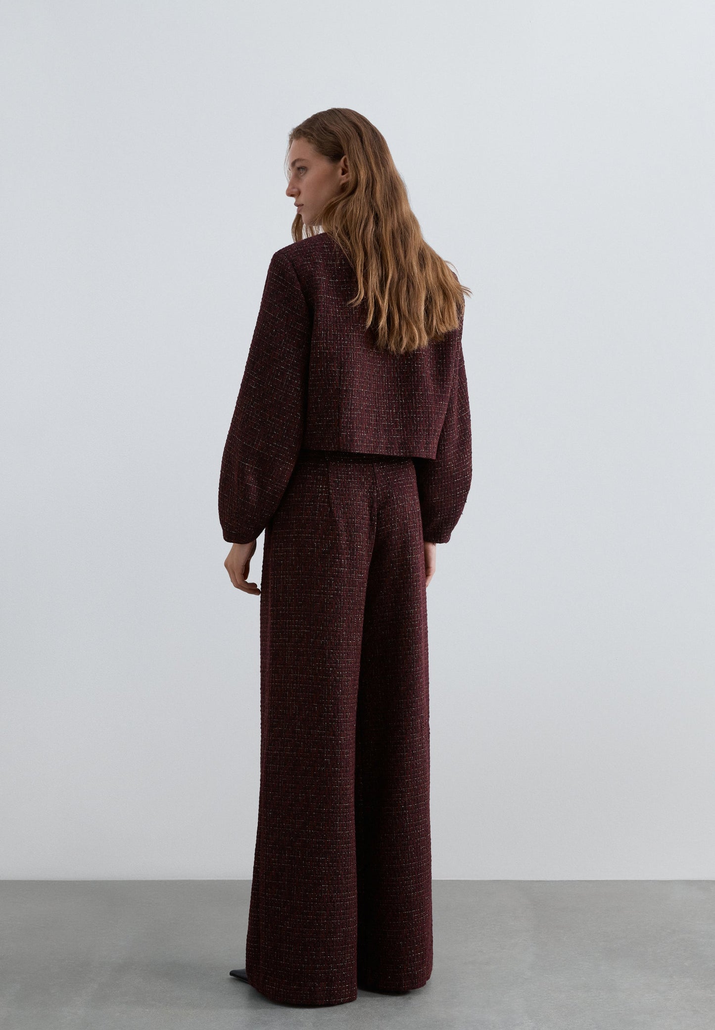 WIDE LEG TWEED TROUSERS