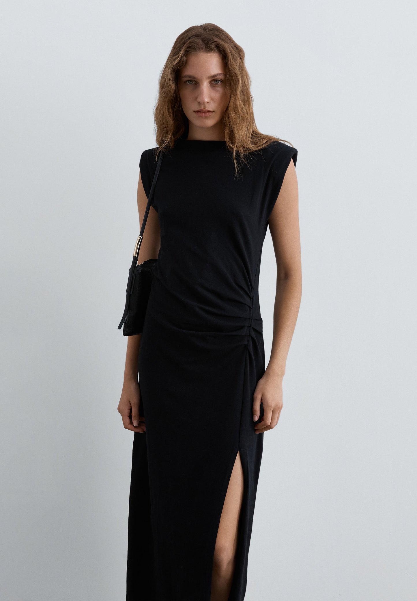 ROBE MIDI DRAPÉE CÔTÉ