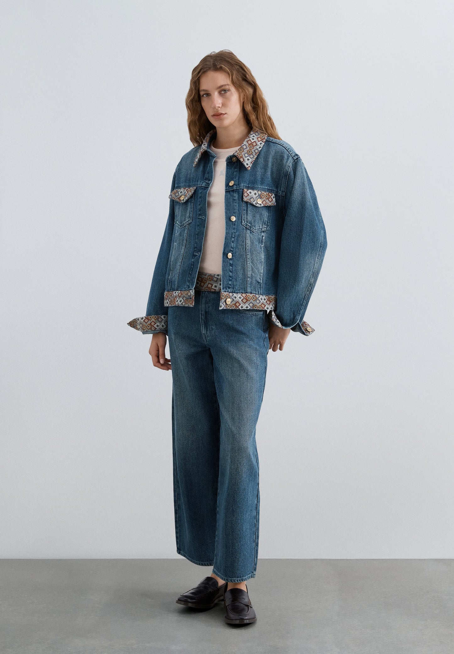 JUPE-CULOTTE JEAN IMPRIMÉ ETHNIQUE