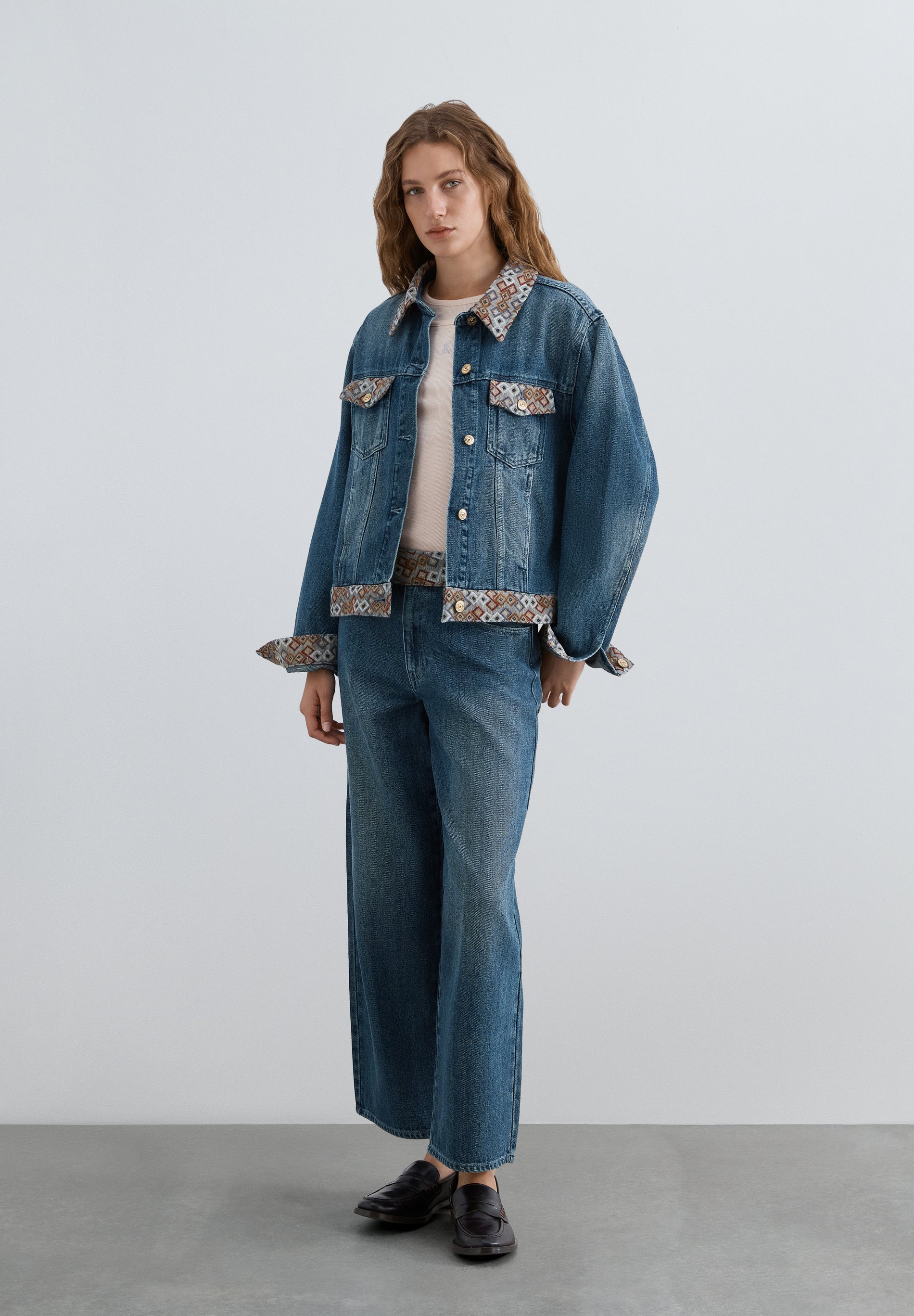 JUPE-CULOTTE JEAN IMPRIMÉ ETHNIQUE