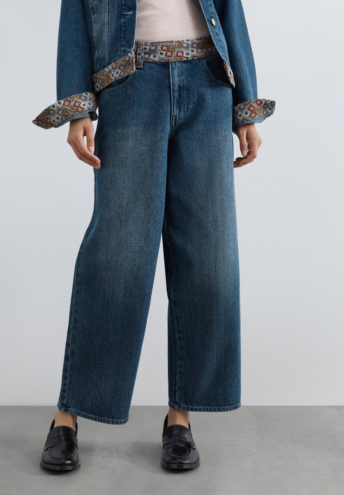 JUPE-CULOTTE JEAN IMPRIMÉ ETHNIQUE