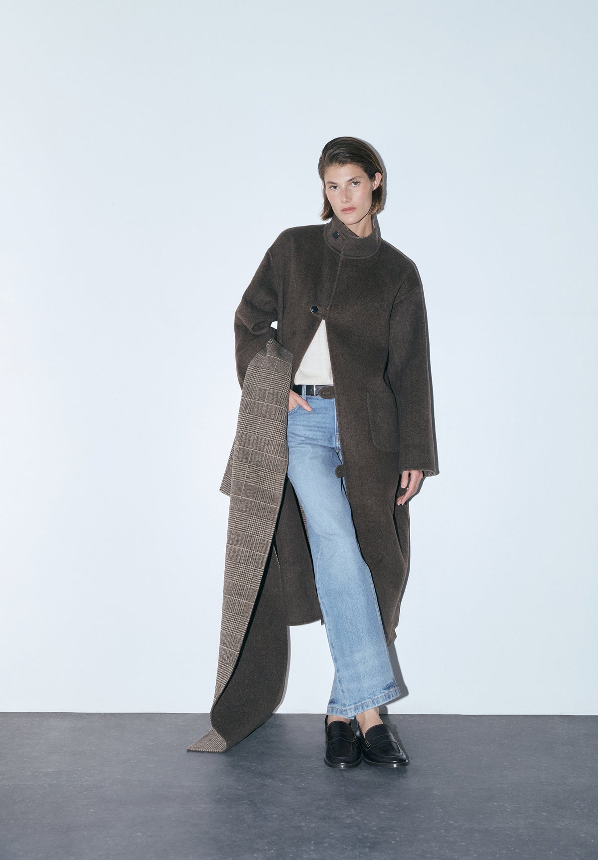 CHECKED COAT WITH SCARF