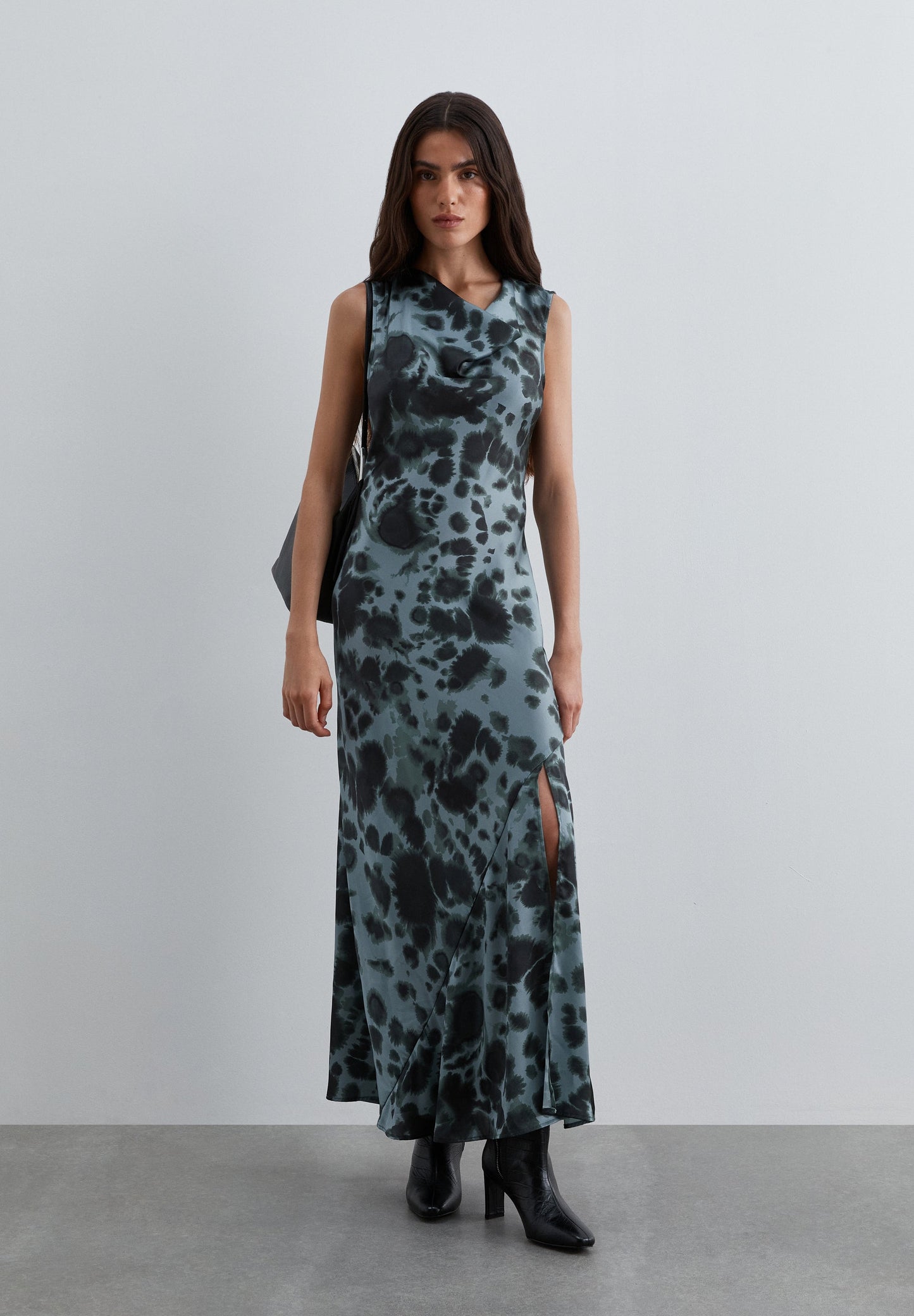 PRINTED SATIN DRESS