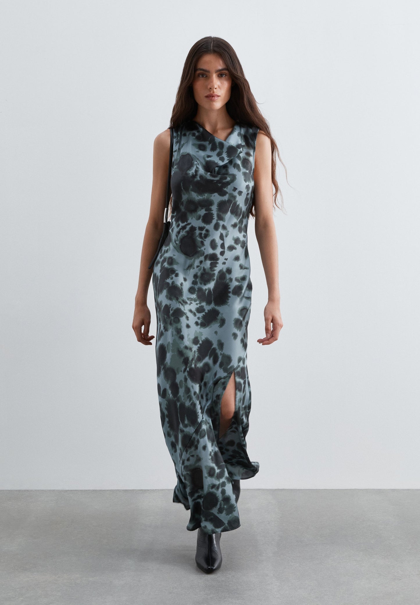 PRINTED SATIN DRESS