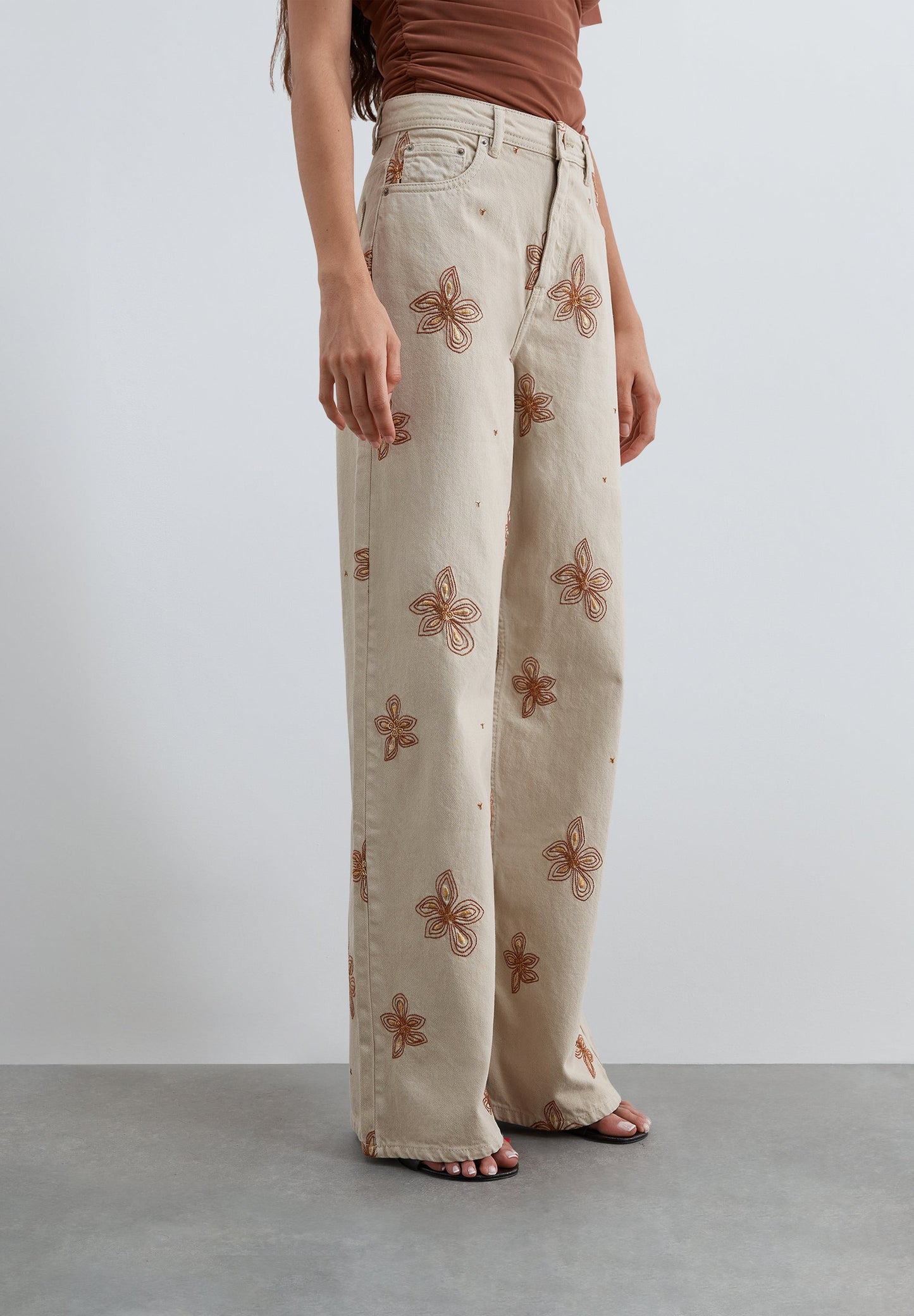 SCNEWEMB FLOWER DENIM PANT
