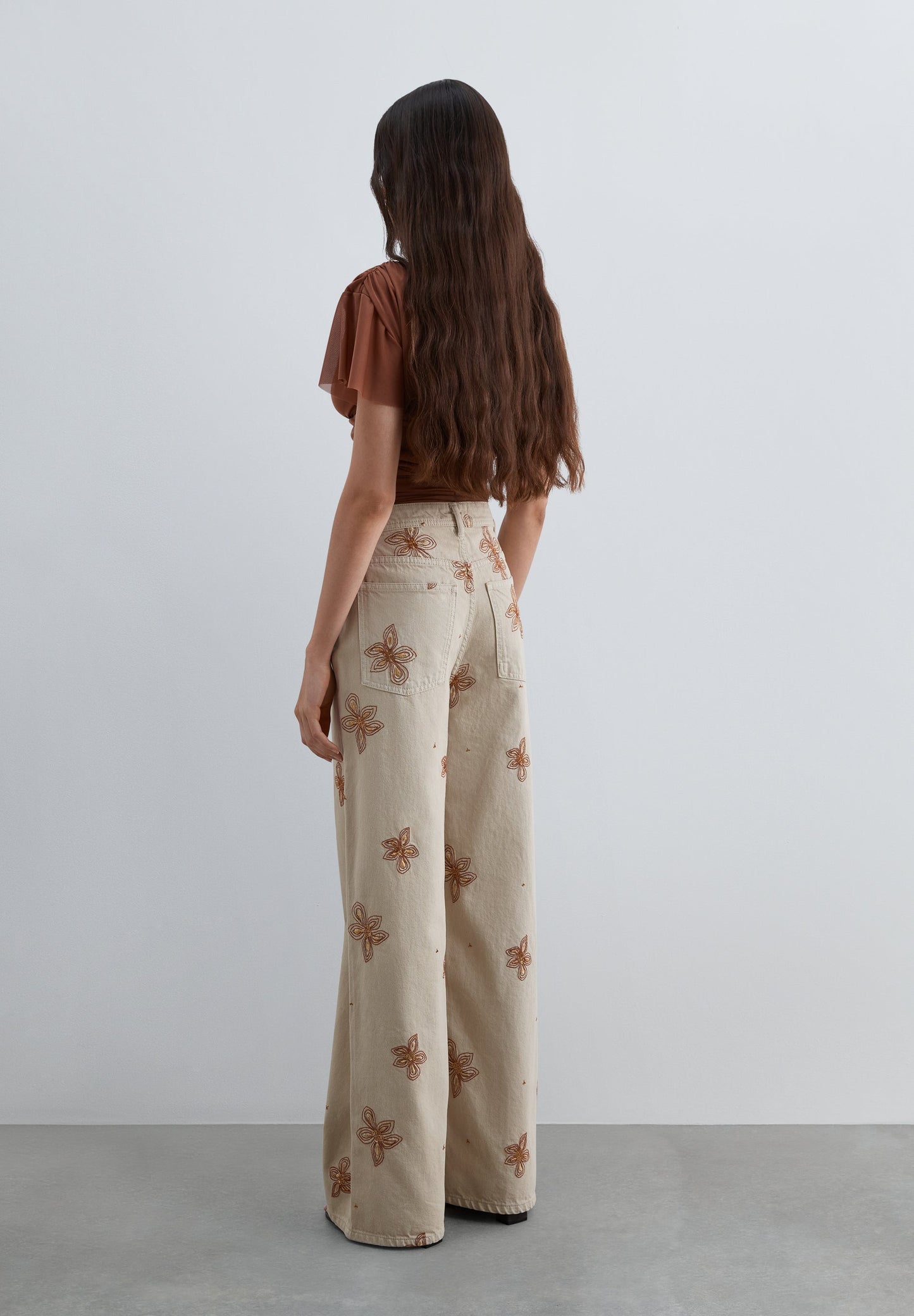SCNEWEMB FLOWER DENIM PANT