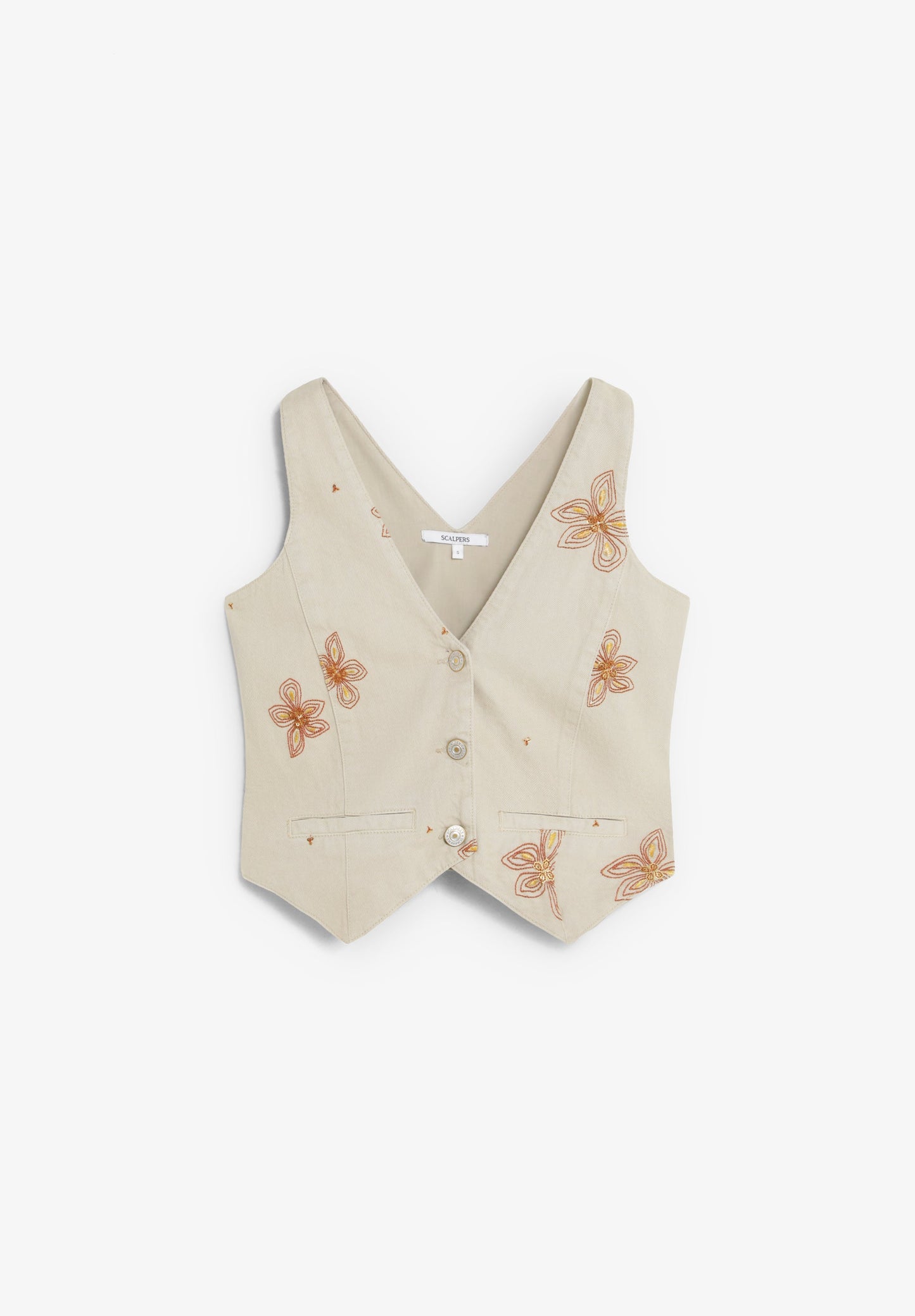 SCNEWEMB FLOWER DENIM VEST