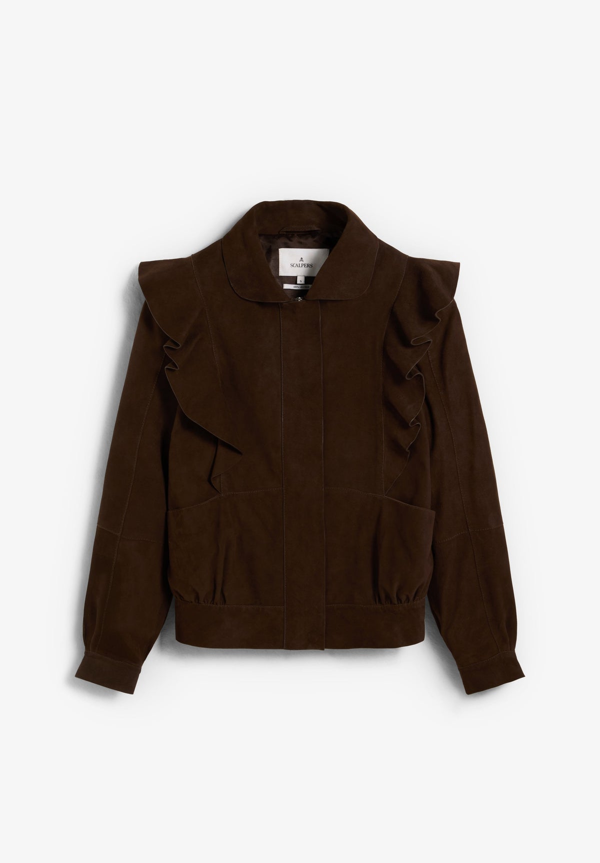 SUEDE JACKET WITH RUFFLE