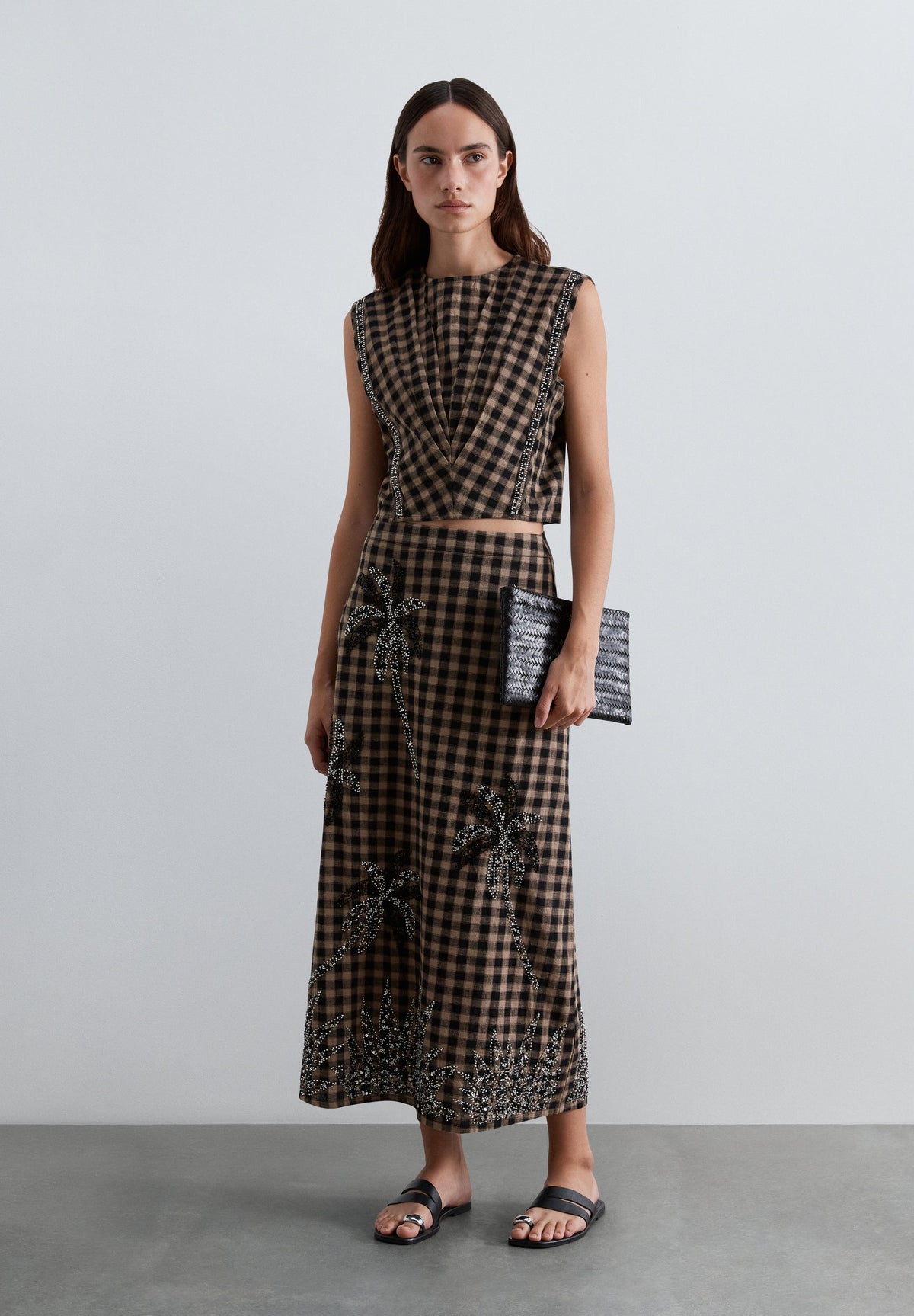 GINGHAM TOP WITH SEQUINS