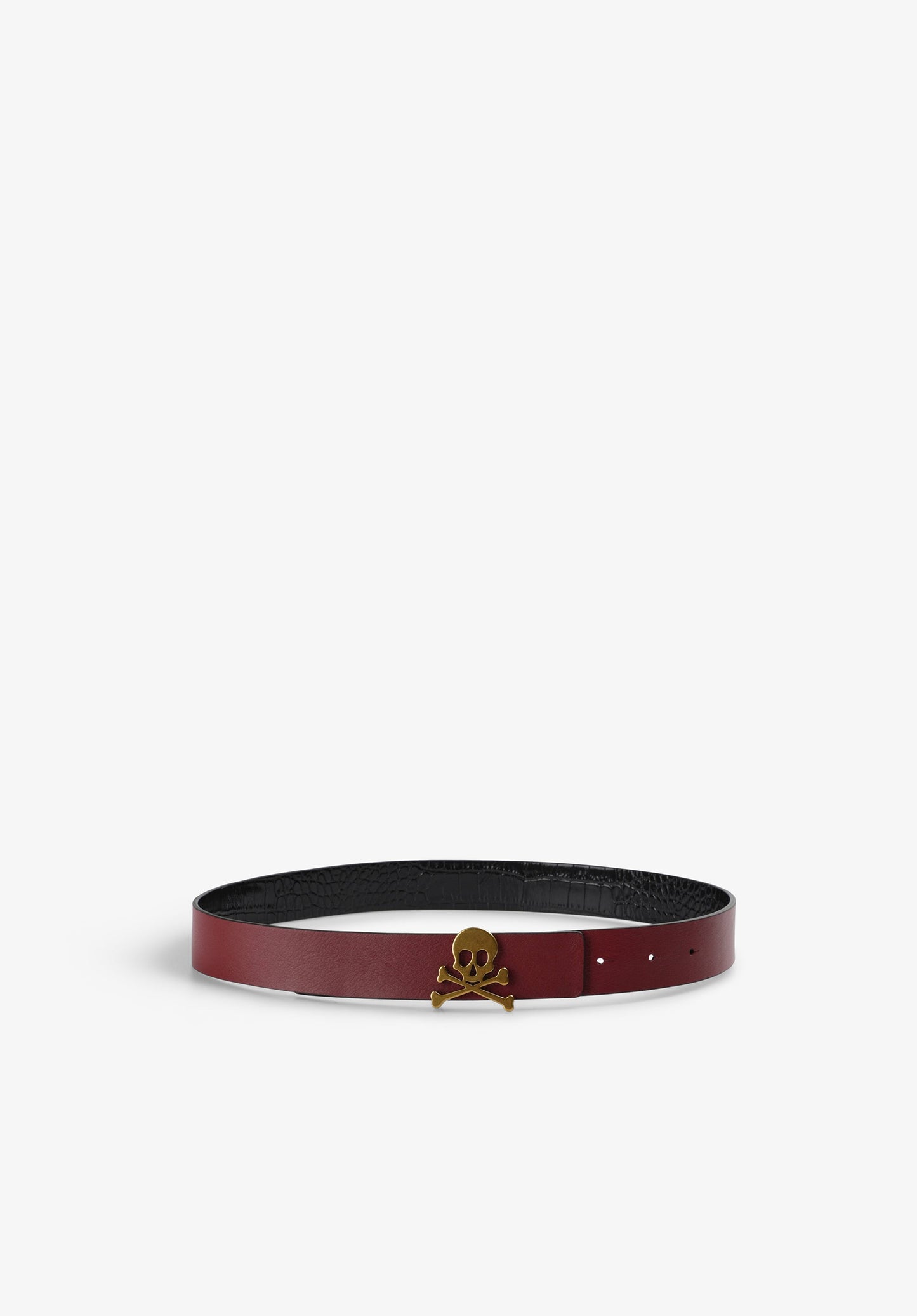 REVERSIBLE LEATHER BELT WITH SKULL