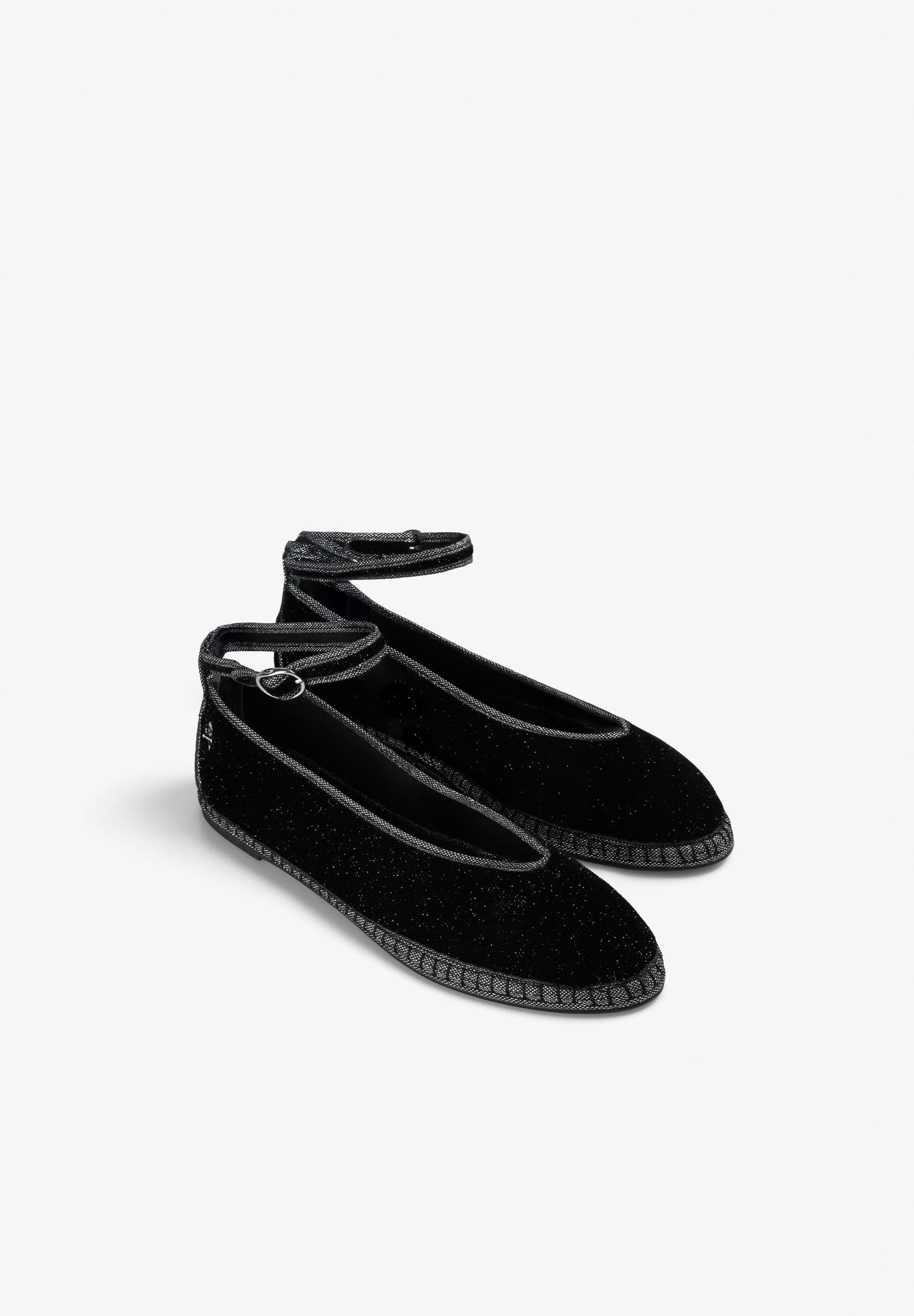 VELVET ANKLE STRAP BALLET FLATS