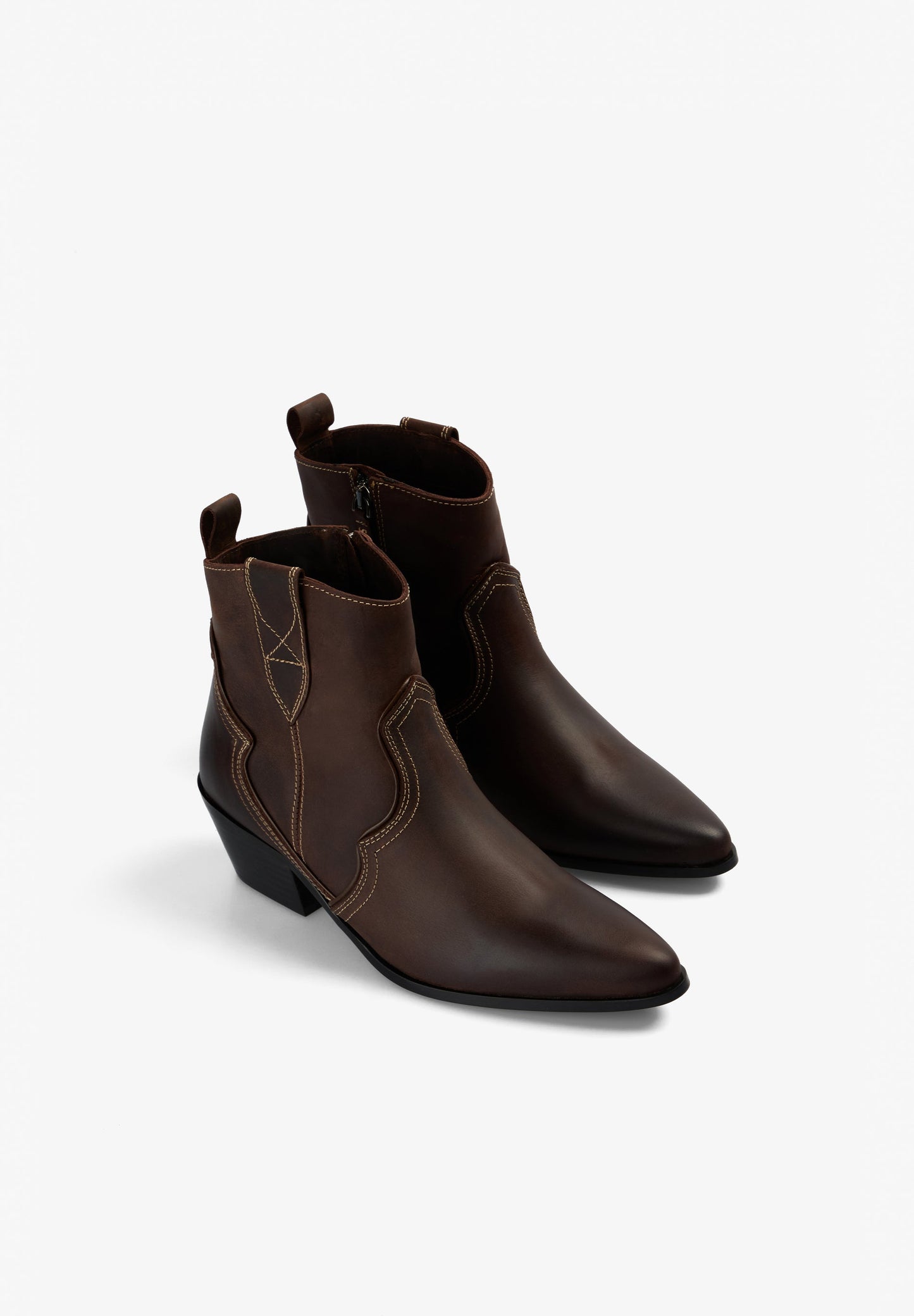 LEATHER ANKLE COWBOY BOOTS
