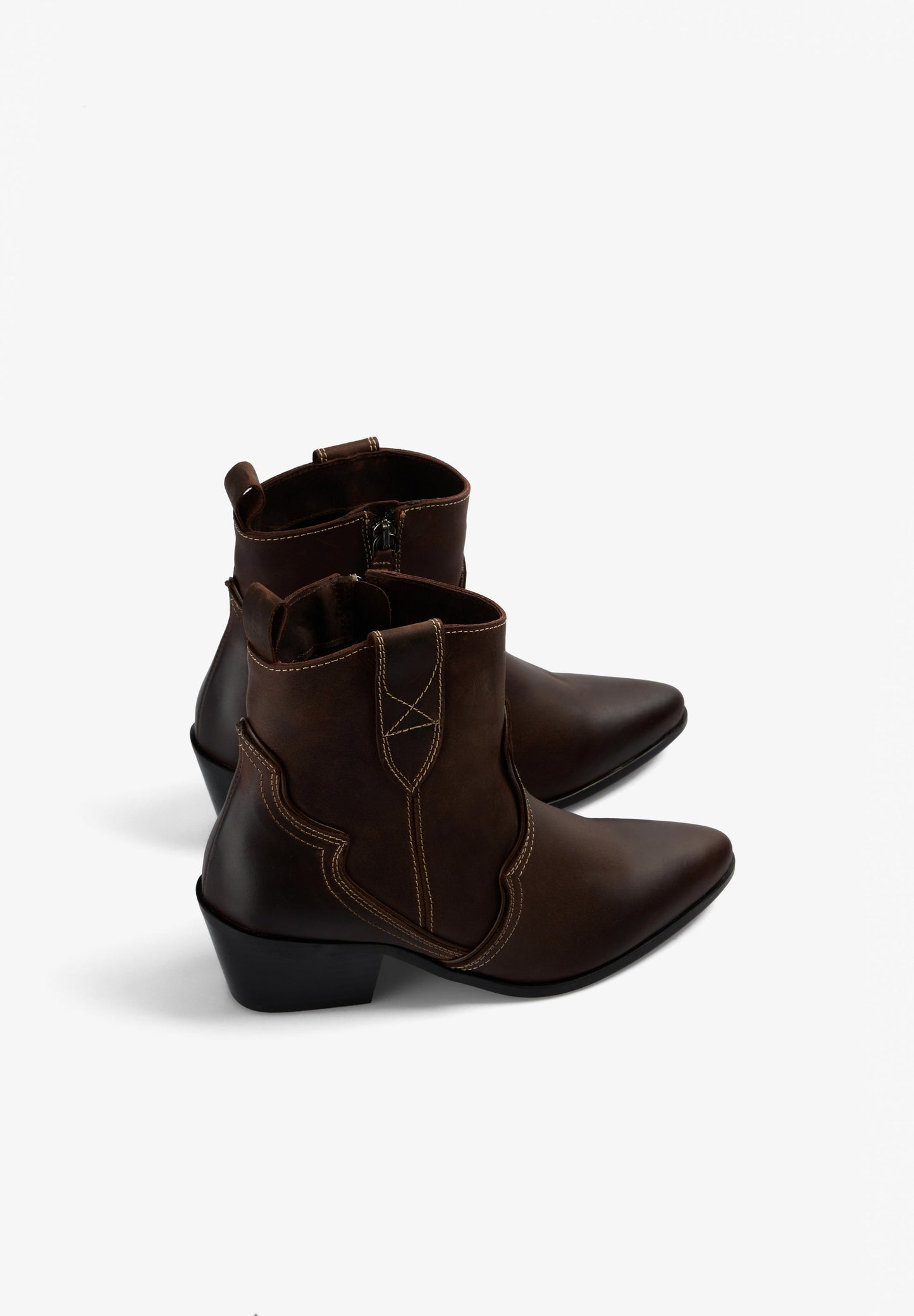 LEATHER ANKLE COWBOY BOOTS