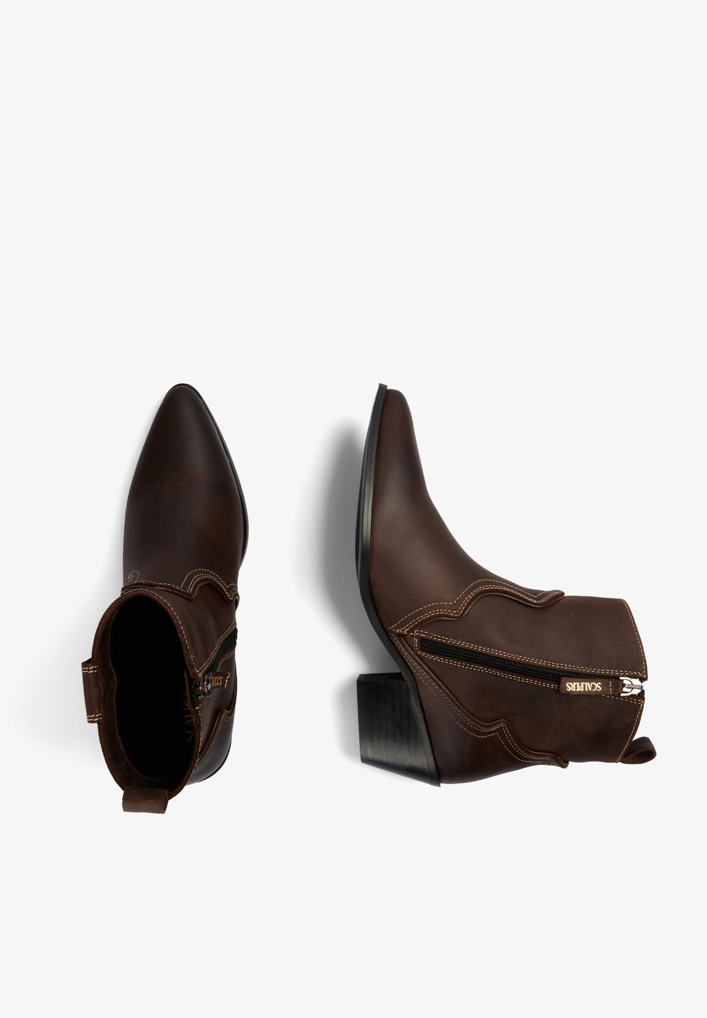 LEATHER ANKLE COWBOY BOOTS